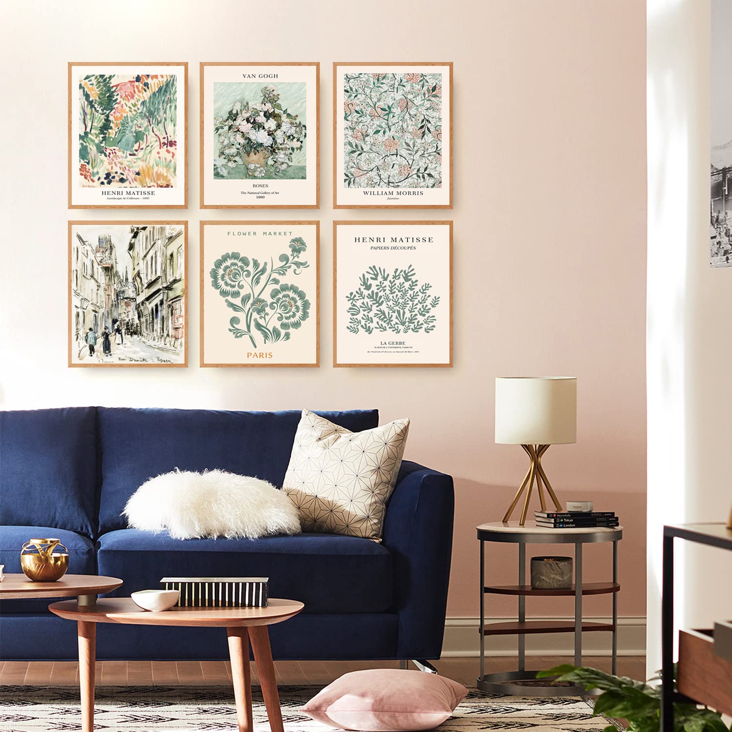 Sage Green Matisse Wall Art Prints Set Of 6 Canvas Vintage Eclectic Aesthetic Abstract Gallery Floral Van Gogh William Morris Fl