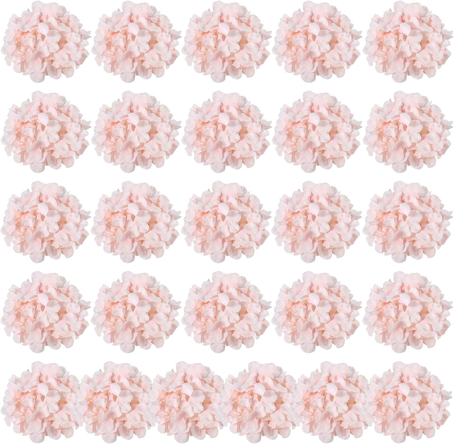 Auihiay 26 Pieces Hydrangea Artificial Flowers Pink Silk Flowers Artificial Flowers Heads with Stems for Home Wedding Party Deco