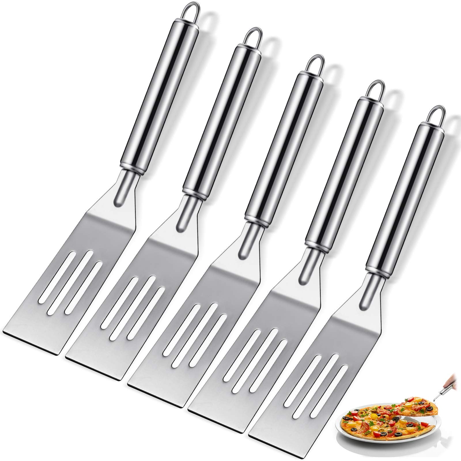 5 Pieces Small Metal Spatula 9.8 Inch Mini Serving Spatula Stainless Steel Brownie Spatula Comfortable Handle With Elegant Ergon