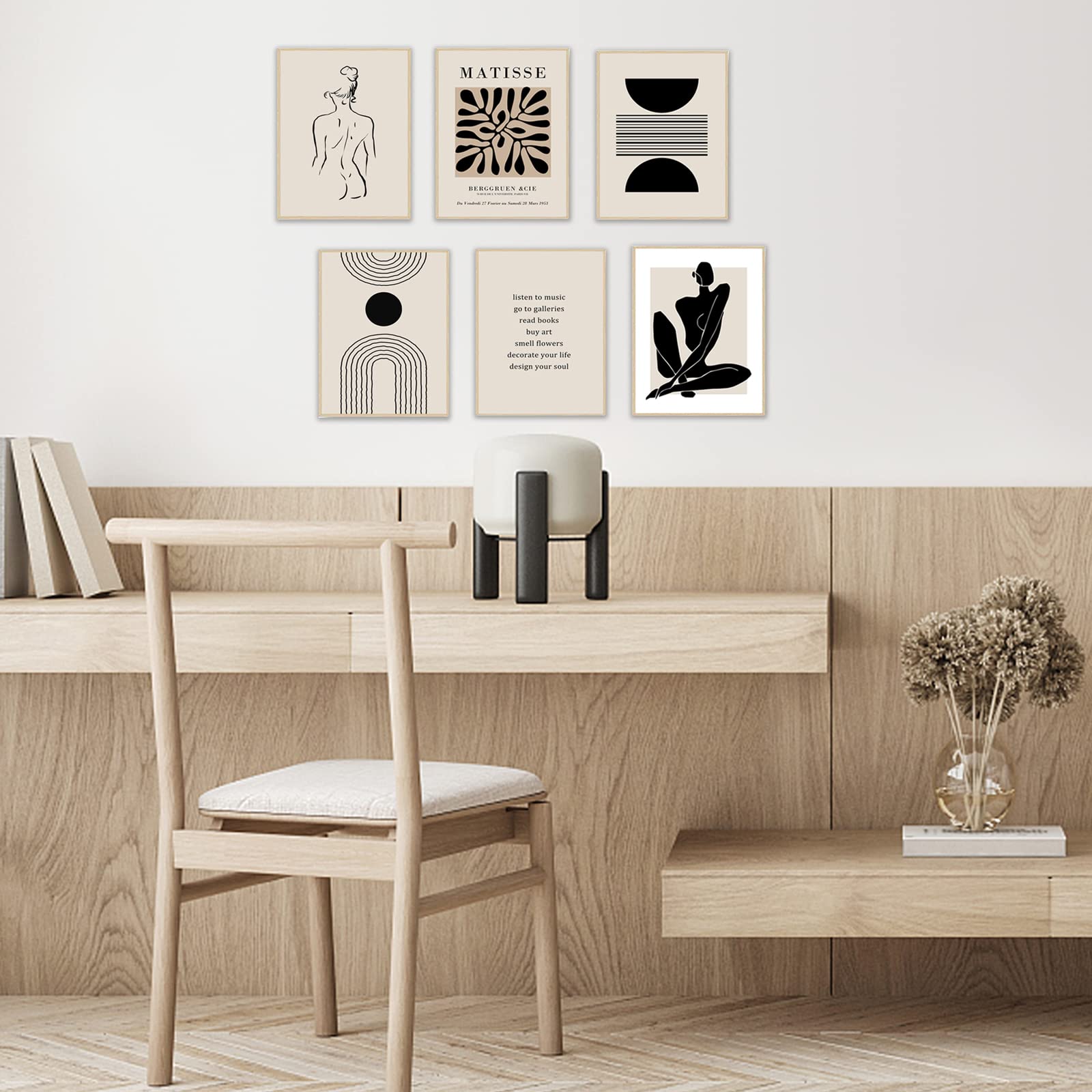 Matisse Wall Art Prints  Abstract Matisse Wall Art Exhibition Posters  Black Beige Women Body Line Art Leaf Boho Art Prints  Canvas Matisse Paintings Pictures for Aesthetic Room  Bedroom  Living Room Wall Decor(8x10inch  Unframed)