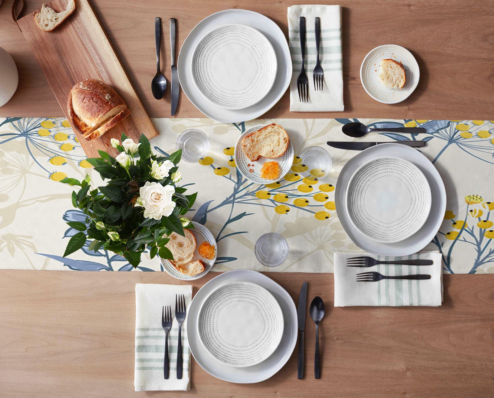 Hellowink 13X70Inch Burlap Table Runners, Vintage Floral Plant, Cotton Linens Table Runner Cloth For Wedding Dinning Room Partie