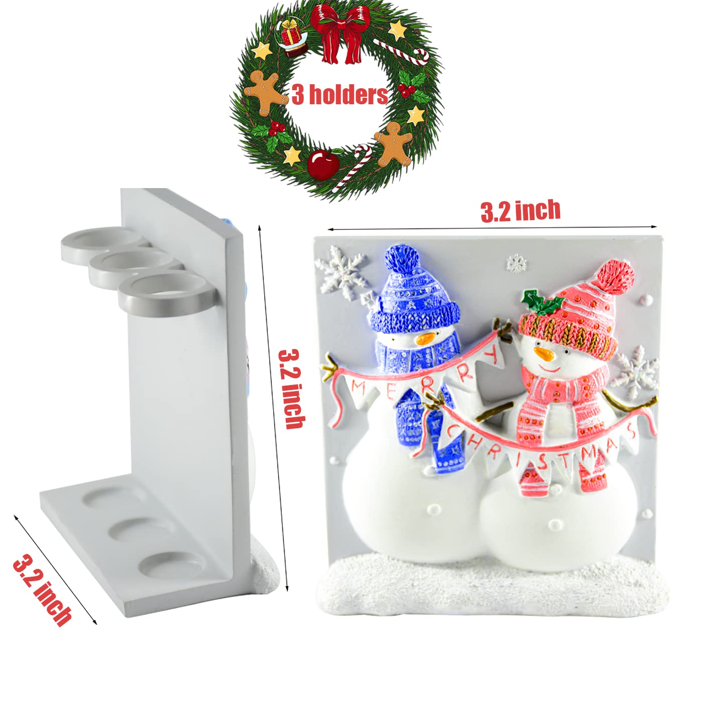 Yangshimoeed Christmas Bathroom Accessories Snowman Bath Set With Soap Dispenser,Toothbrush Holder, Bath Tumbler And Snow Soap T