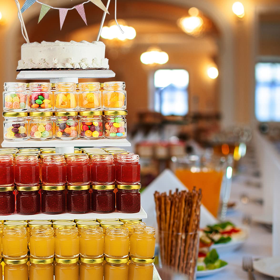 Folinstall 60 Pack Small Glass Jars With Lids, 1.5 Oz Mini Honey Jars, Candle Jar For Candle Making For Gifts, Crafts, Spices, W