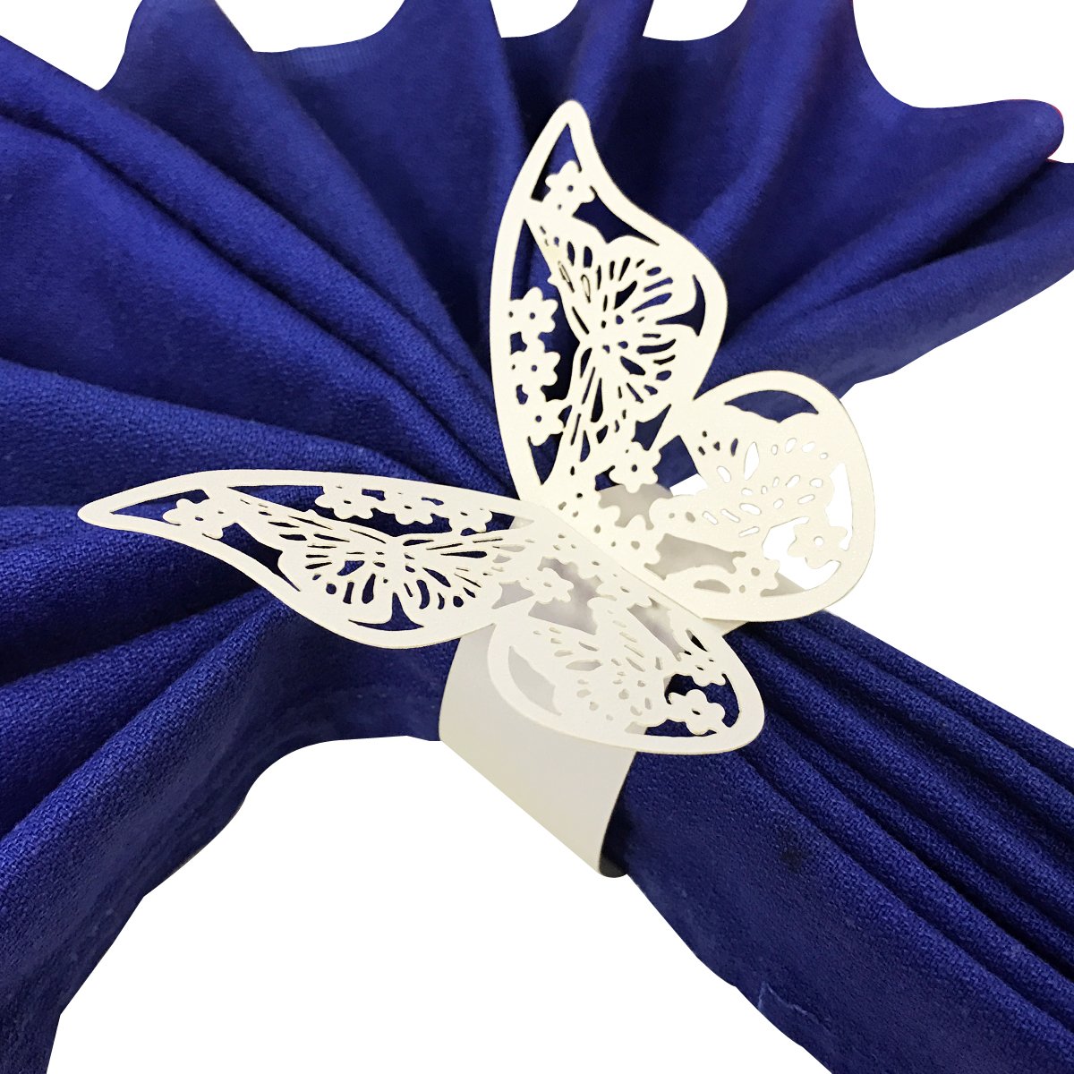 Butterflies Wedding Decor Napkin Rings (Set Of 50), White