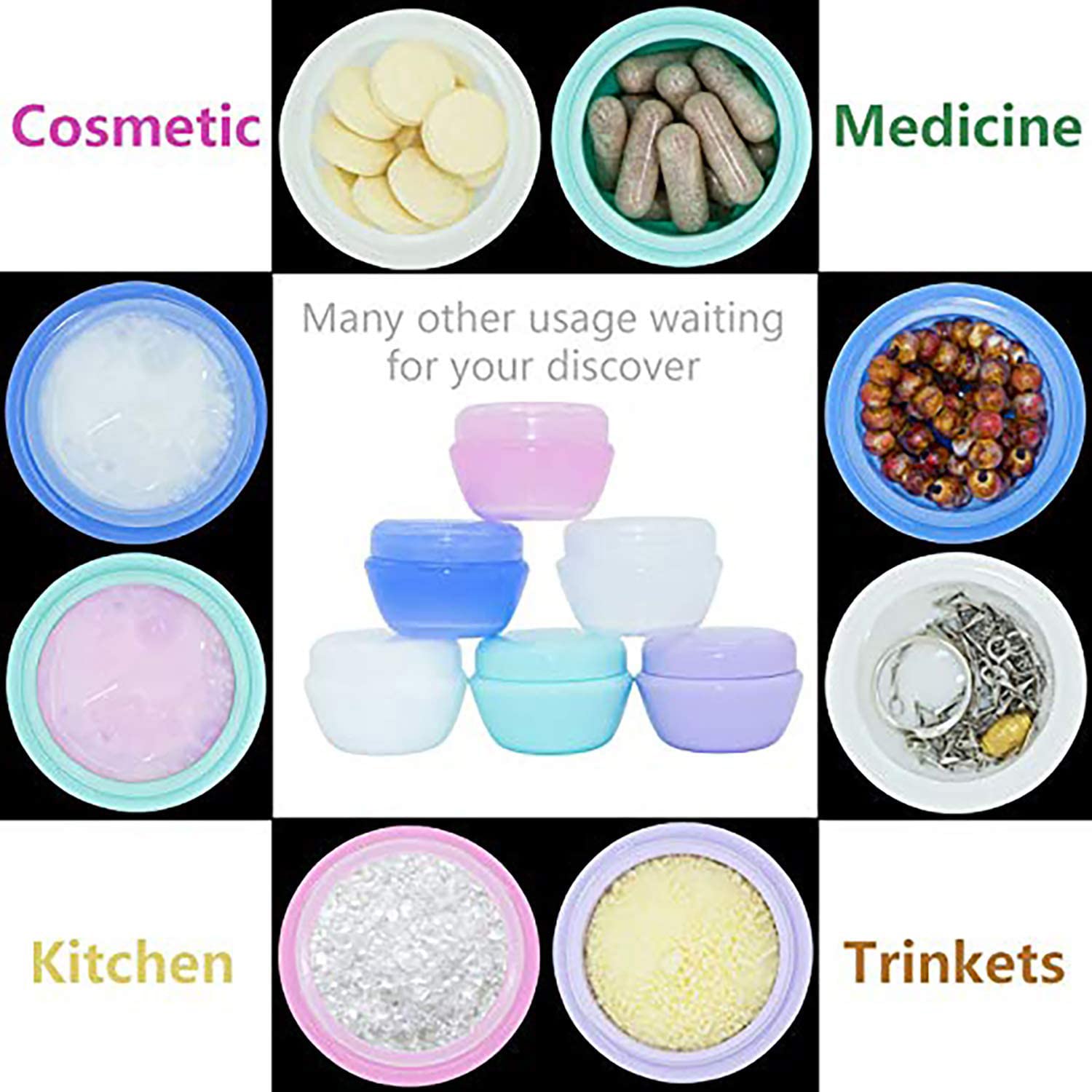 Veaide Travel Accessories Toiletry Containers, 1 Oz Plastic Little Jars For Creams, Compact Travel Size Containers With Leak Pro