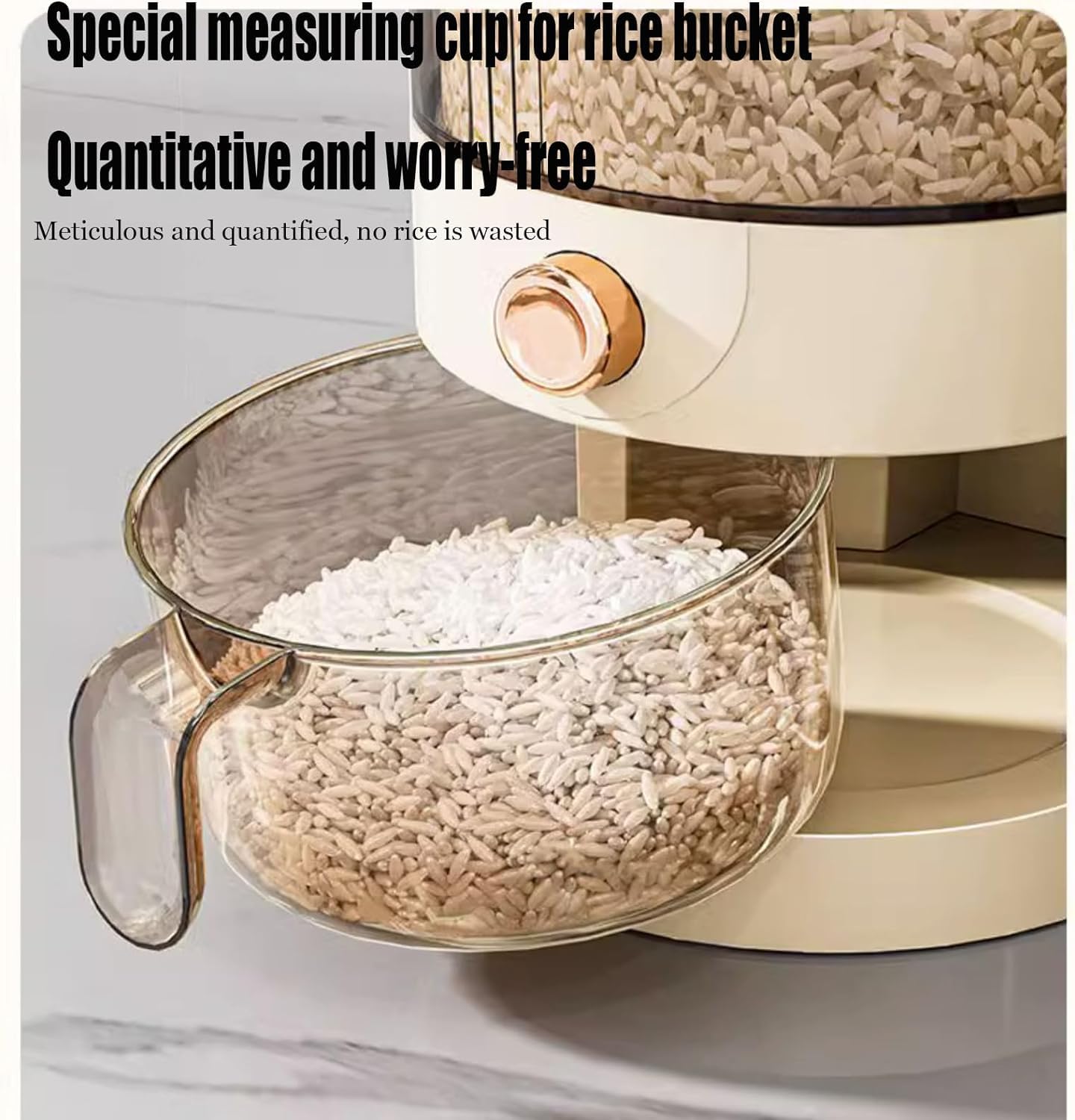 Peaoop 22Lbs Rice Dispenser, Large Grain Container Storage With Lid Measuring Cylinder Household Cereal Dispenser Bucket For Kit