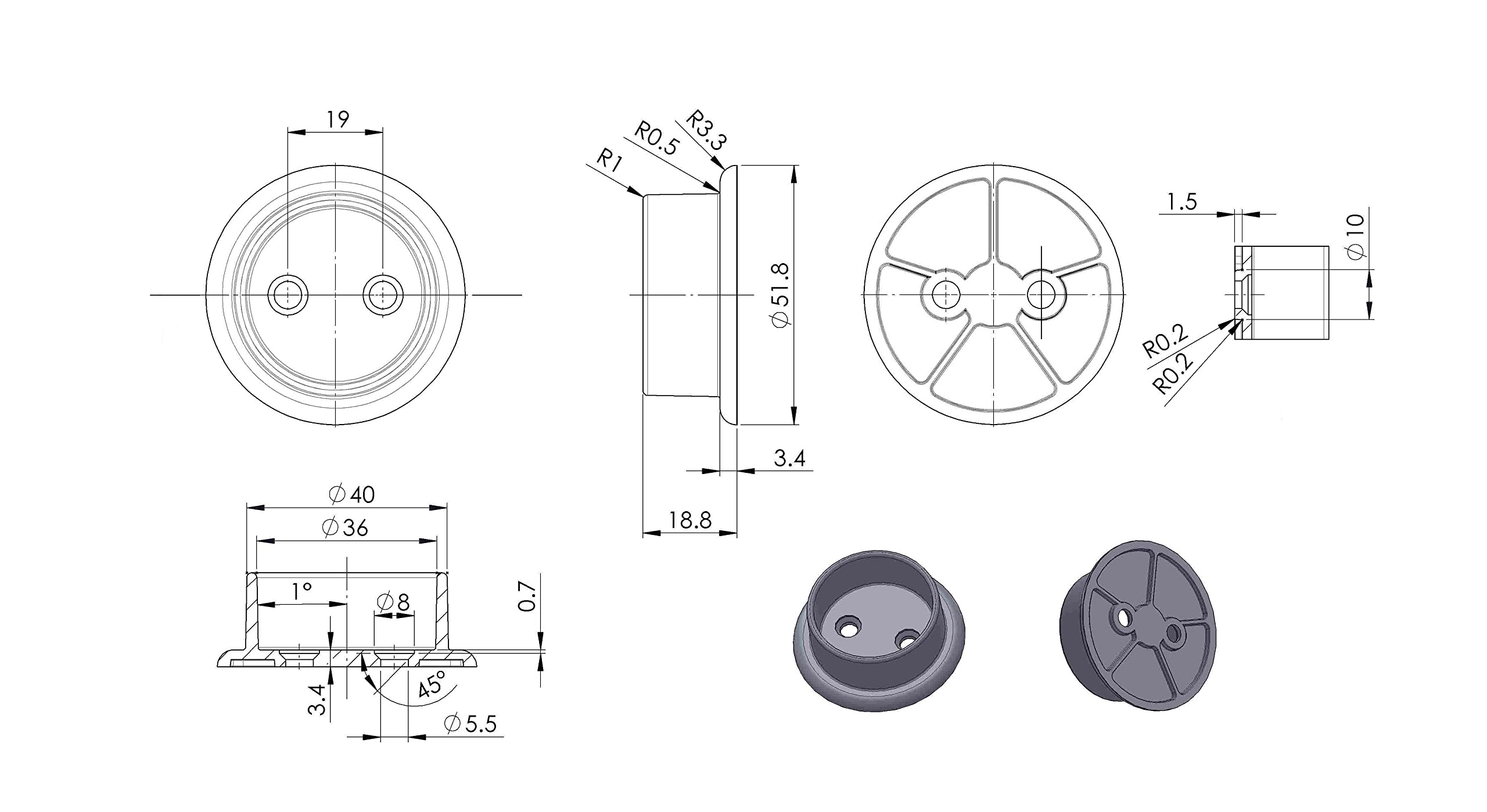 Qcaa Heavy Duty Solid Metal Closet Rod Socket Set, 1-3/8 ' ', Oil-Rubbed Bronze, 4 Pair, Made In Taiwan