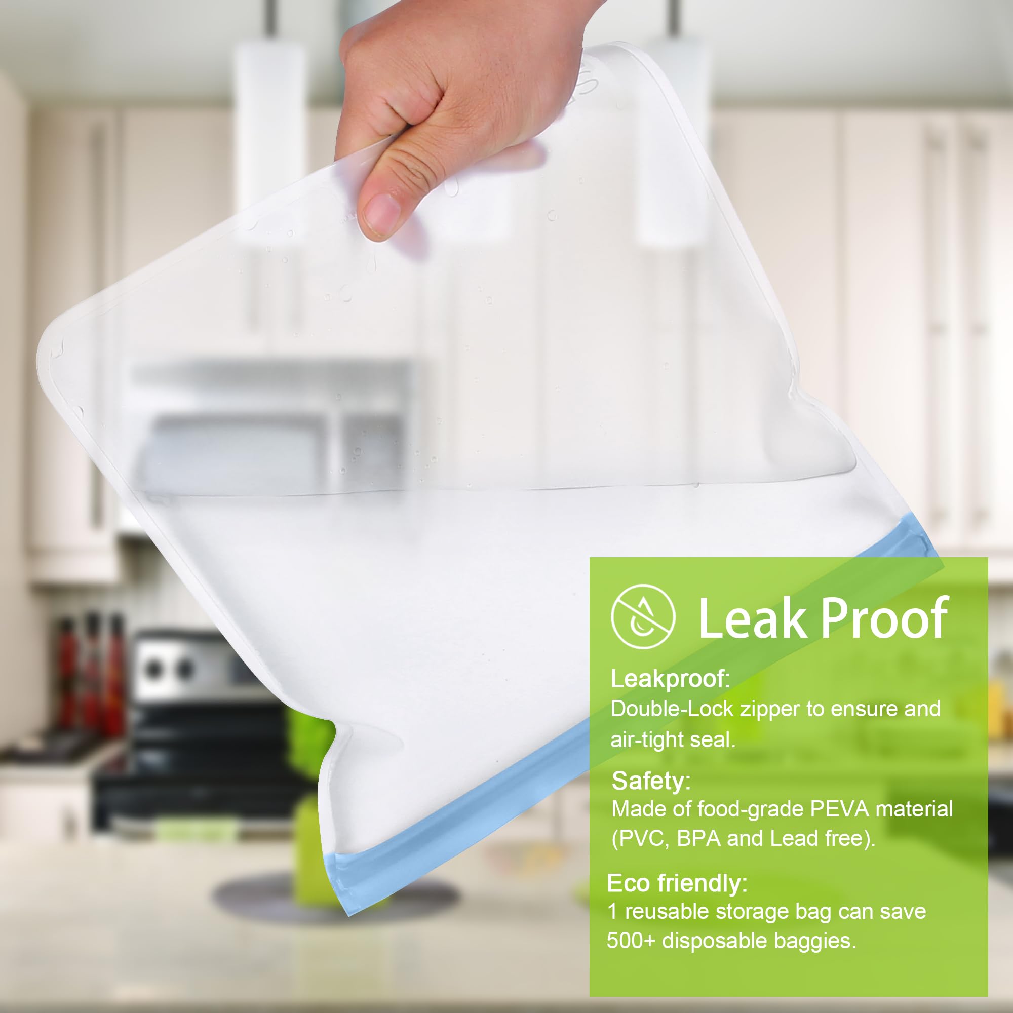 SPLF 12 Pack Dishwasher Safe Reusable Snack Bags, BPA Free Storage Bags, Extra Thick Leakproof Freezer Bags Silicone and Plastic