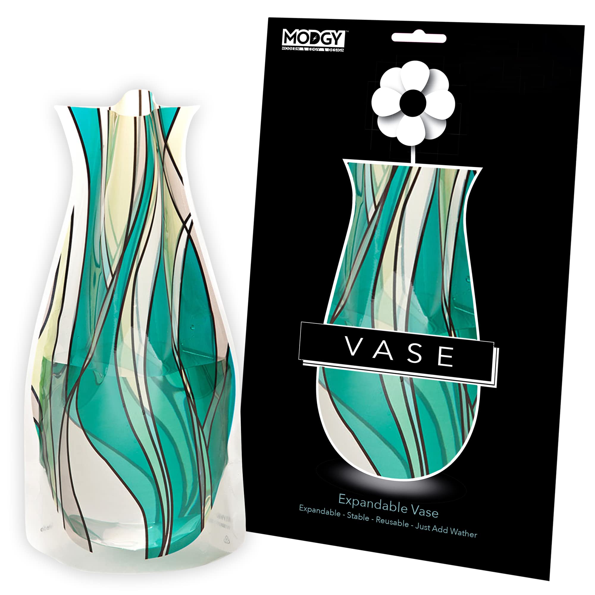 Modgy Expandable Vase - Seedo, 10.25    x 6.25    - BPA-Free Plastic, Stable and Reusable Vase, NOT Glass - Just Add Water, Perf