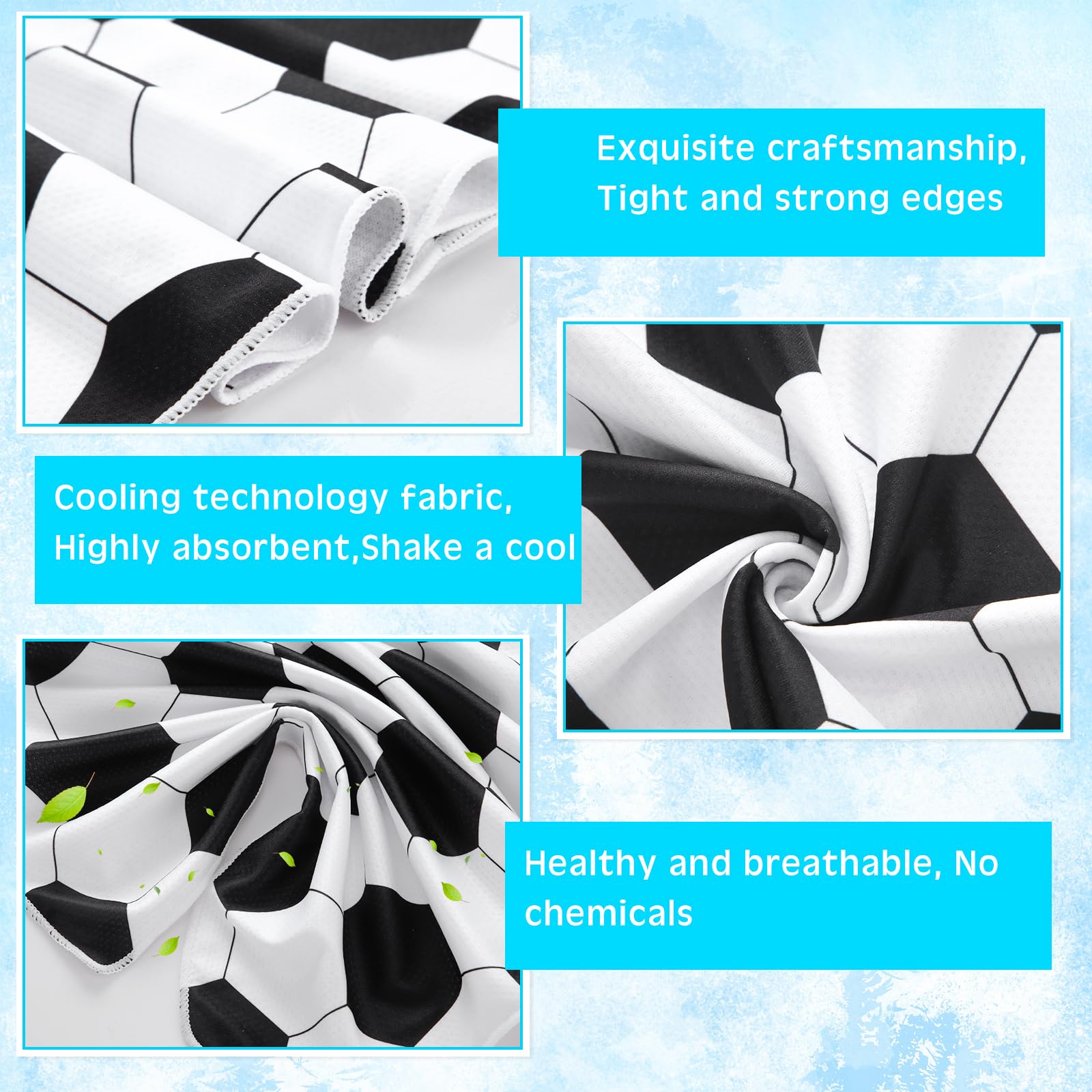 FuWeave 12 Pcs Black White Soccer Cooling Towel 40 x 12 Inch for Gifts Team Cooling Towels Bulk for Men Boys Sports Accessories