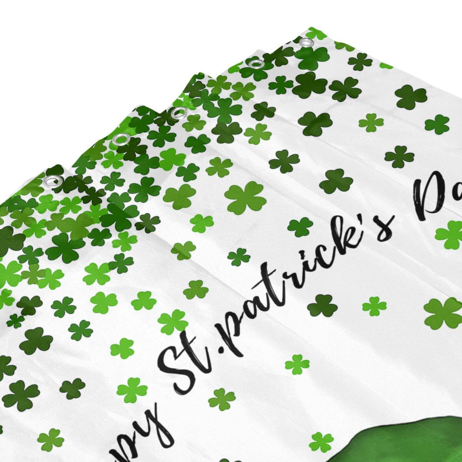 Jbralid Happy St Patrick'S Day Gnome Shower Curtains Green Clover Shamrock Waterproof Bath Curtain Spring Shower Curtain For Bat