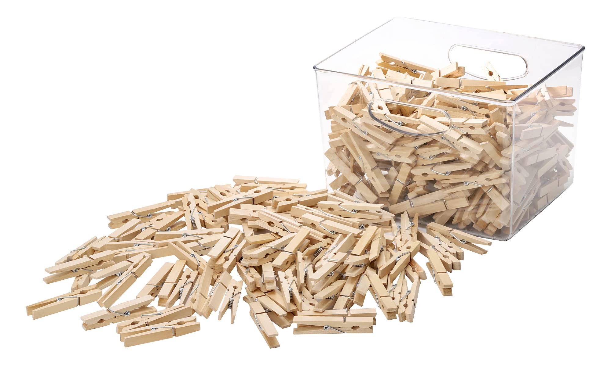 500pcs Large Wooden Clothespins - Heavy Duty Wood Pegs Clothes Pins for Laundry Hanging Clothing - Wood Pins for DIY Crafts