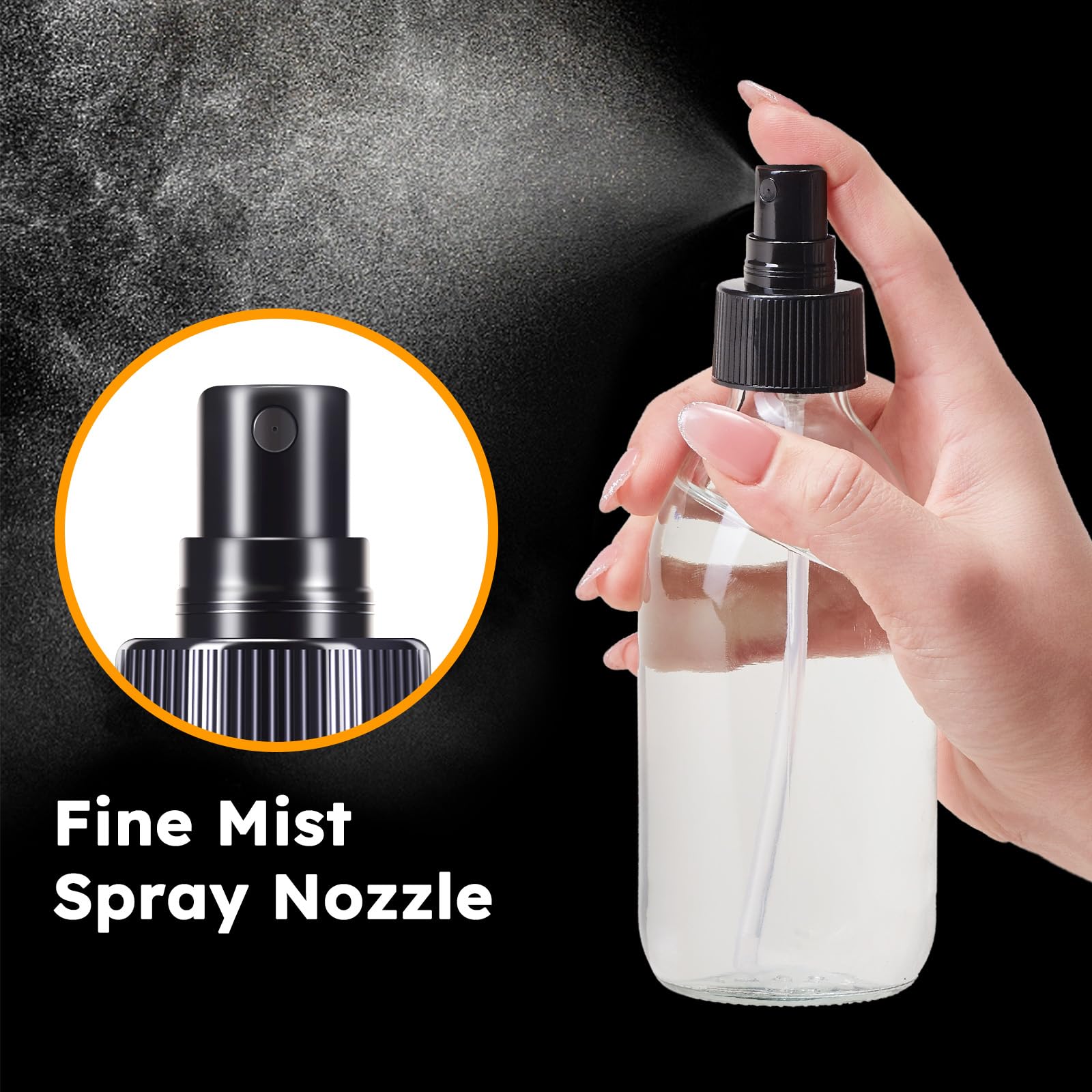 Tecohouse 2 Pack Glass Spray Bottles, 250Ml Small Glass Bottles For Cleaning Solutions, Spray Bottles For Essential Oils, Plants