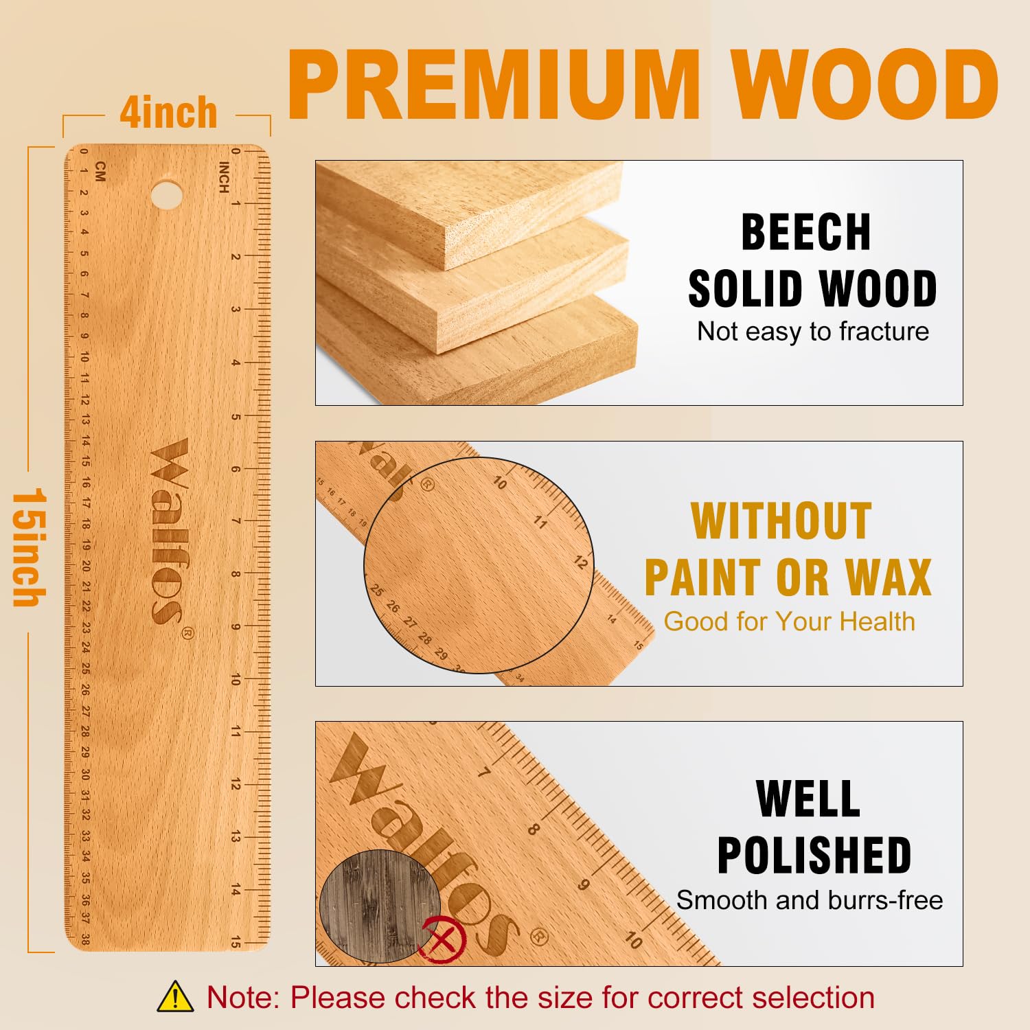Walfos Baguette Transfer Peel 15 Inch, Baguette Flipping Board For French Bread Baking