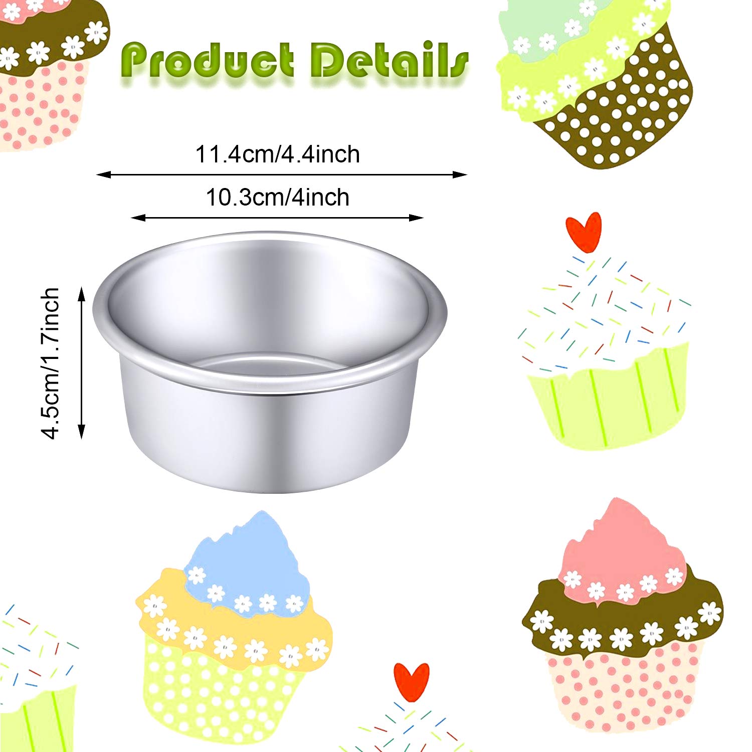Patelai 8 Pieces Round Cake Pan 4 Inch Non Stick Aluminum Round Mold Cheesecake Baking Pans For Home Party Baking Supplies