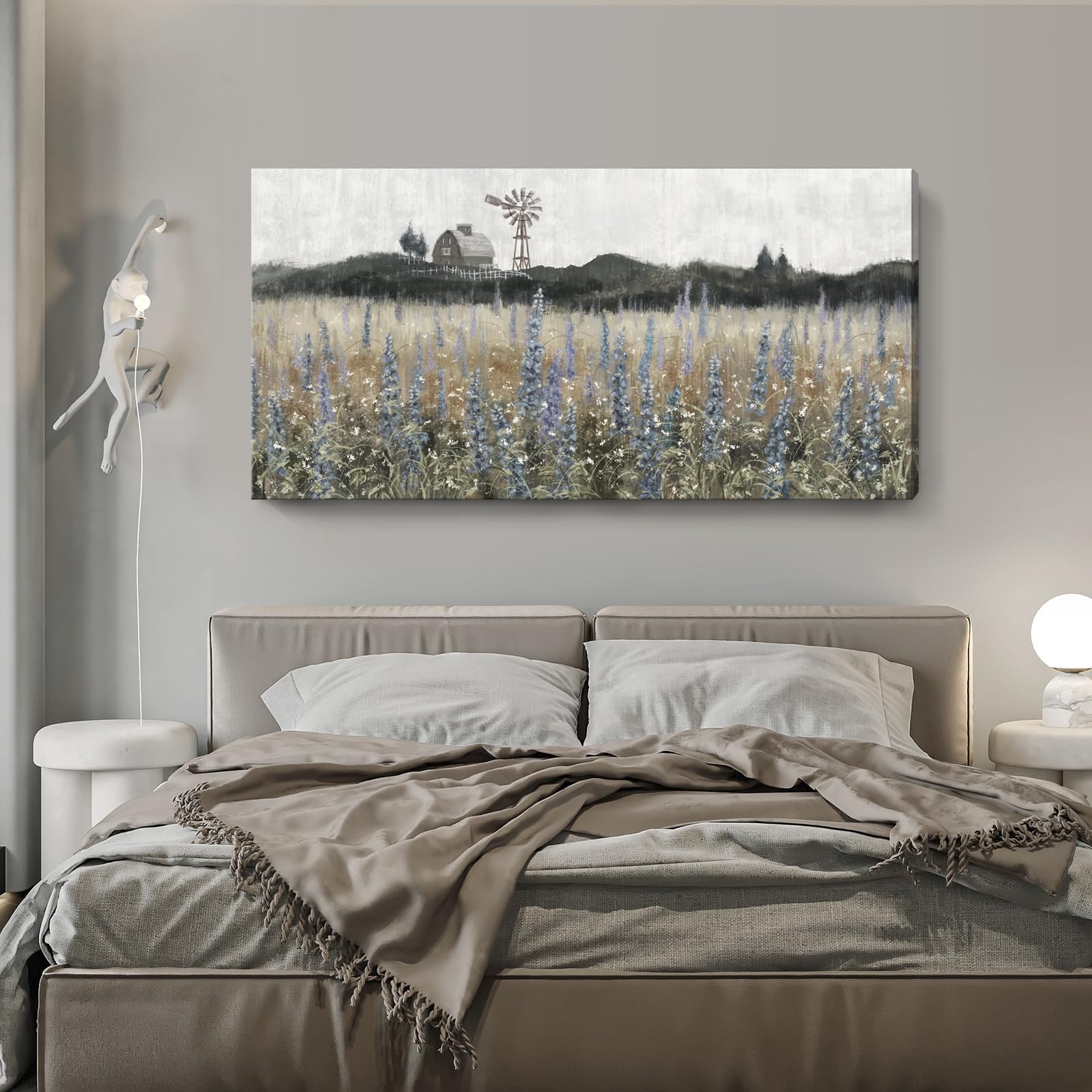 Large Canvas Wall Art For Living Room Rustic Countryside Scenery Vintage Farmhouse Print Painting Nature Wilderness Landscape Wi