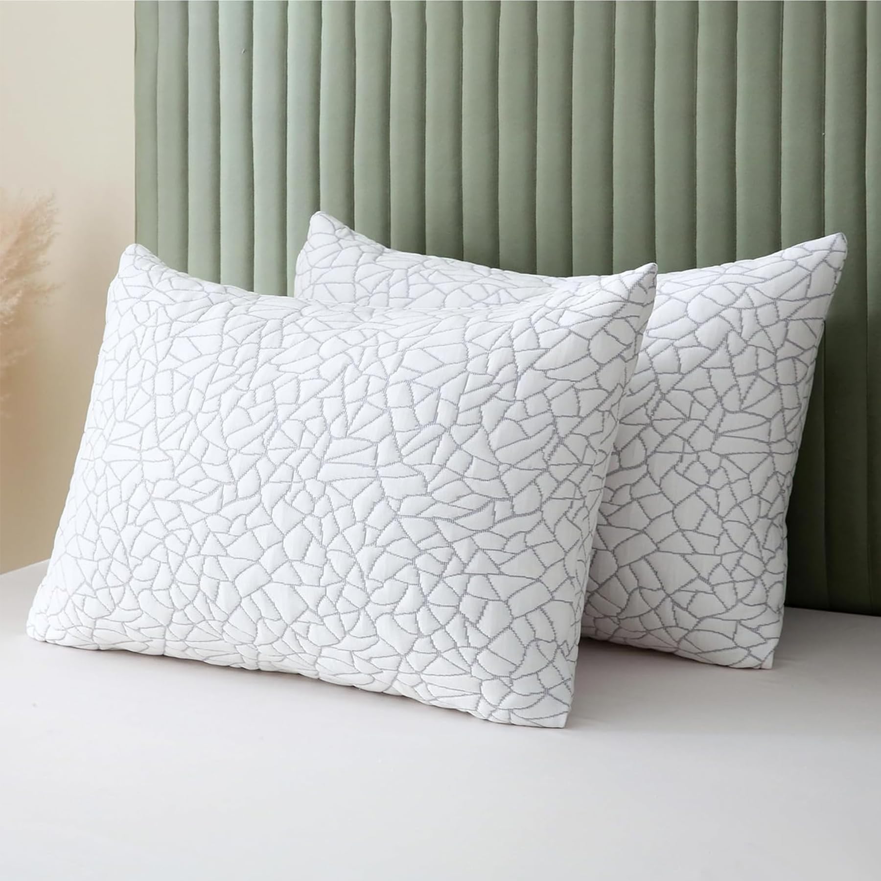 Bpc Rayon Derived From Bamboo Pillows King Size Set Of 2 - Adjustable Shredded Memory Foam Pillow With Removable Cover Medium Fi