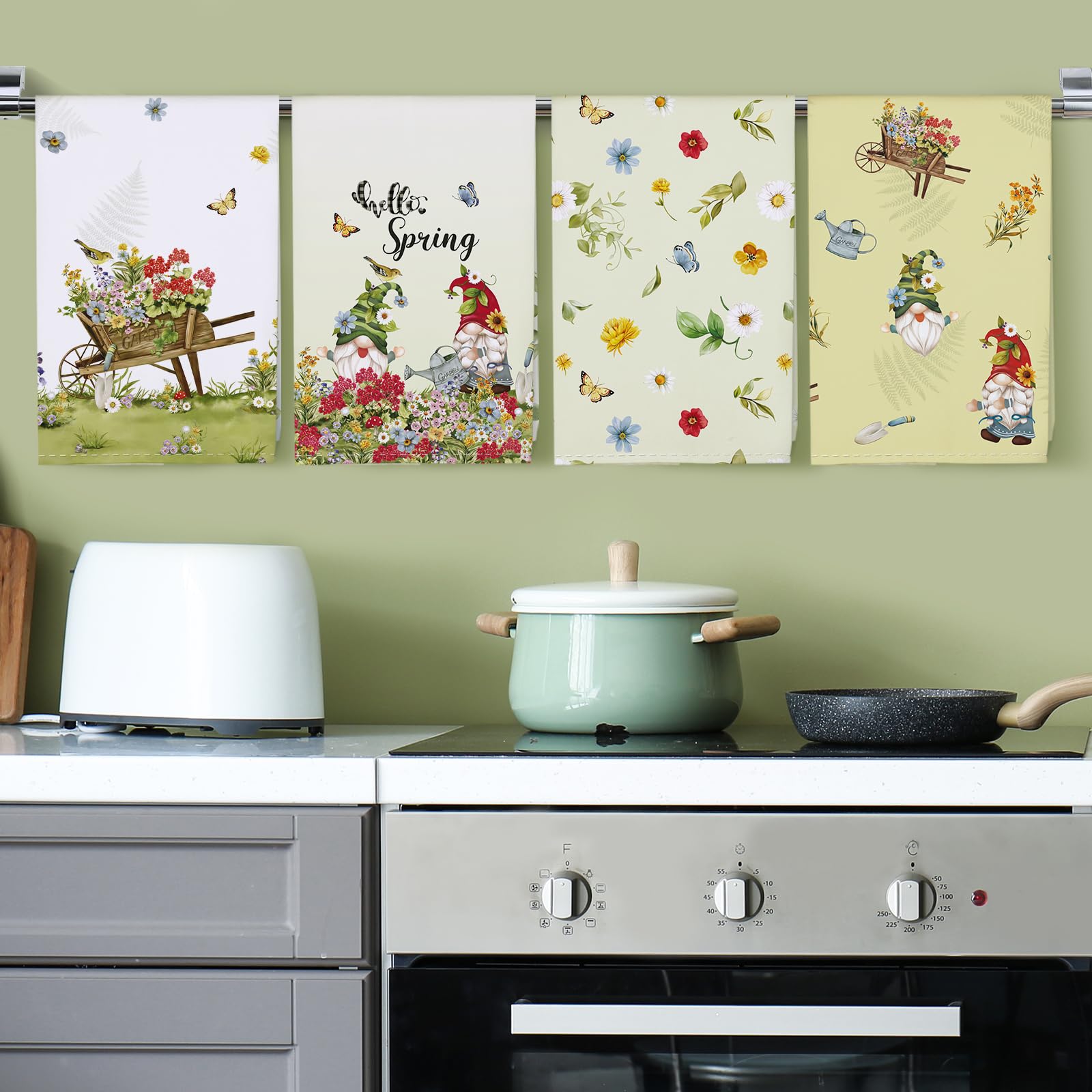 Arquiel Gnomes Kitchen Towel 100% Cotton Quick Dry Dish Towels 20 X 27.5Inch, Dishcloth Hand Towels For Housewarming Gifts Dinin