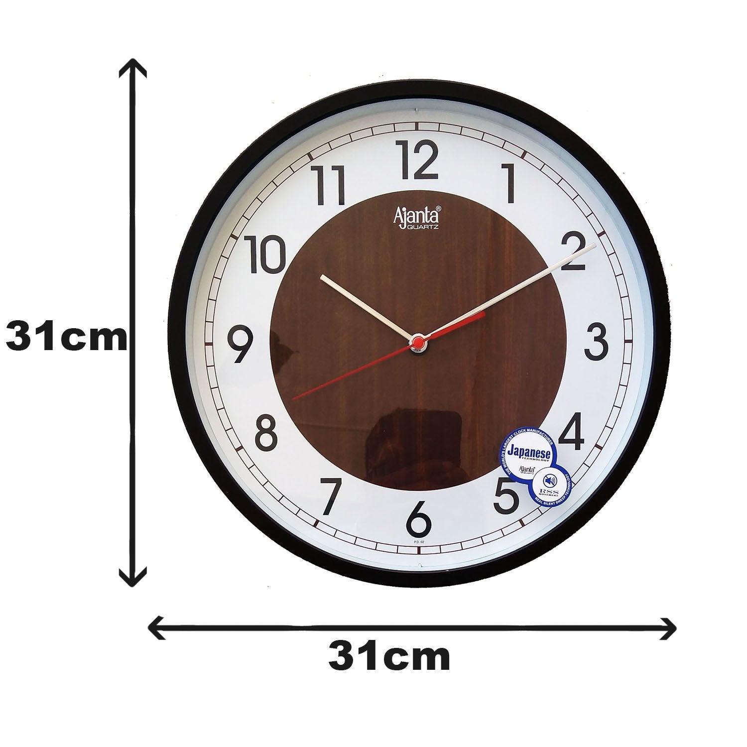 Ajanta Plastic Abstract Sweep Clock (30.3 Cm X 30.3 Cm X 4.5 Cm, Brown) - Analog