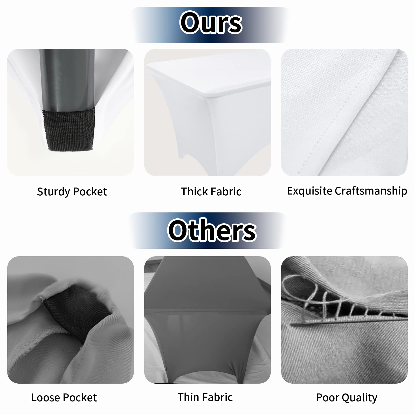 Purefit Spandex White Table Covers 6Ft Fitted Table Clothes For 6 Foot Rectangle Tables, Elastic Massage Table Cover, Stretch Wr
