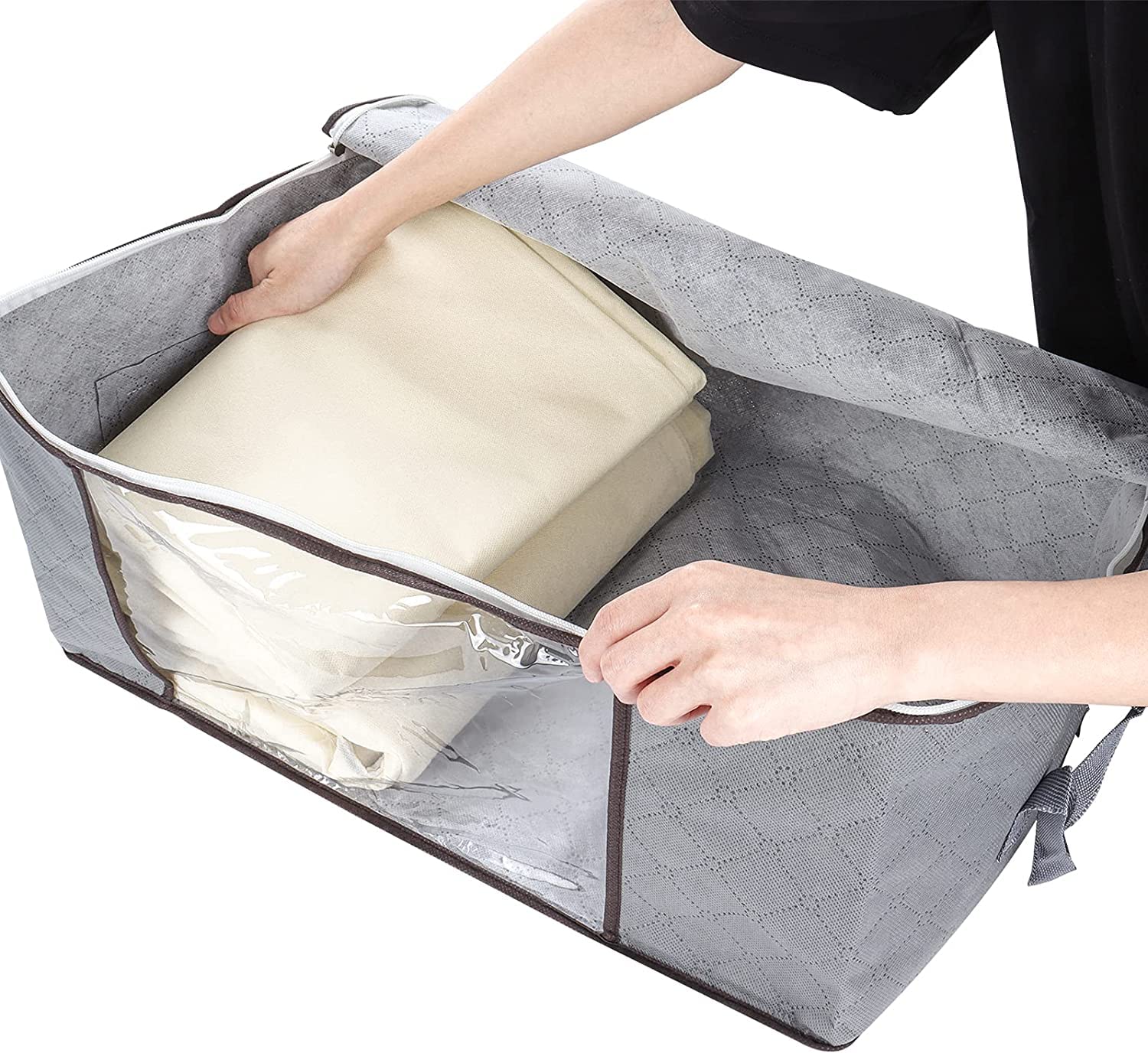 Arvanaindia Polypropylene Wardrobe Organizer & Blanket Storage Bags Large Capacity Clothes Storage Bags Foldable Closet Organise