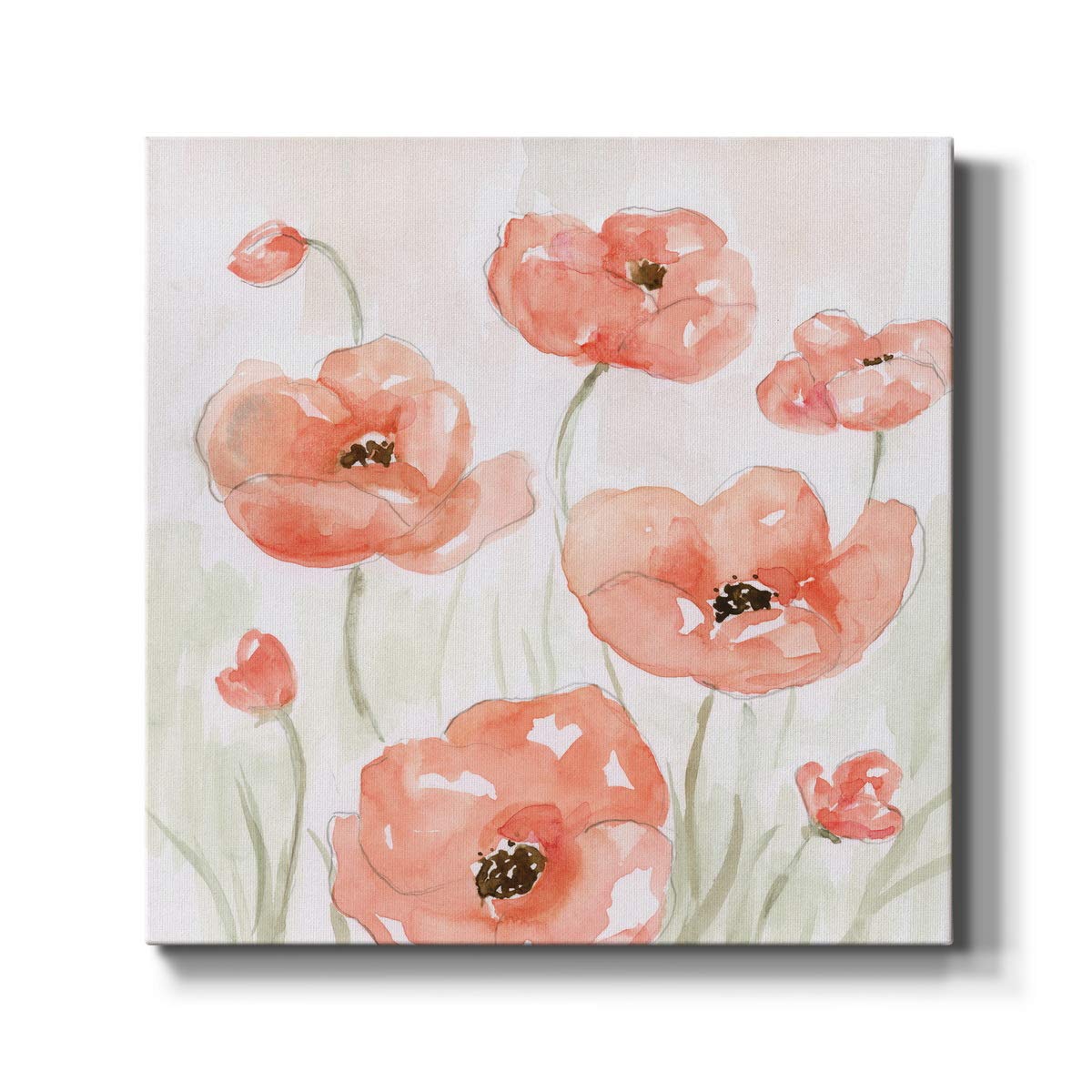 Square Premium Gallery Wrapped Canvas Flower Multicolor Wall Art Abstract Floral Romance Modern Pictures Print For Home Office,