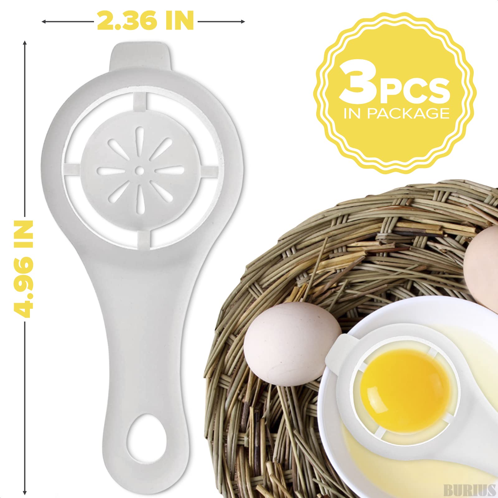 Egg Separator Egg Yolk White Separator - 3Pcs White Decorative Eggs White Filter Egg Yolk Separator Cool Kitchen Gadgets Straine
