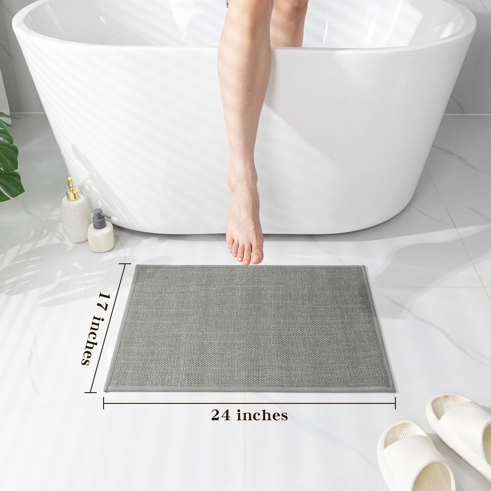 Chakme Bathroom Rugs Mat 24X17, Ultra Thin Non Slip Bath Mat Small Quick Dry Absorbent Bath Mat For Bathroom Floor, (Dark Grey,
