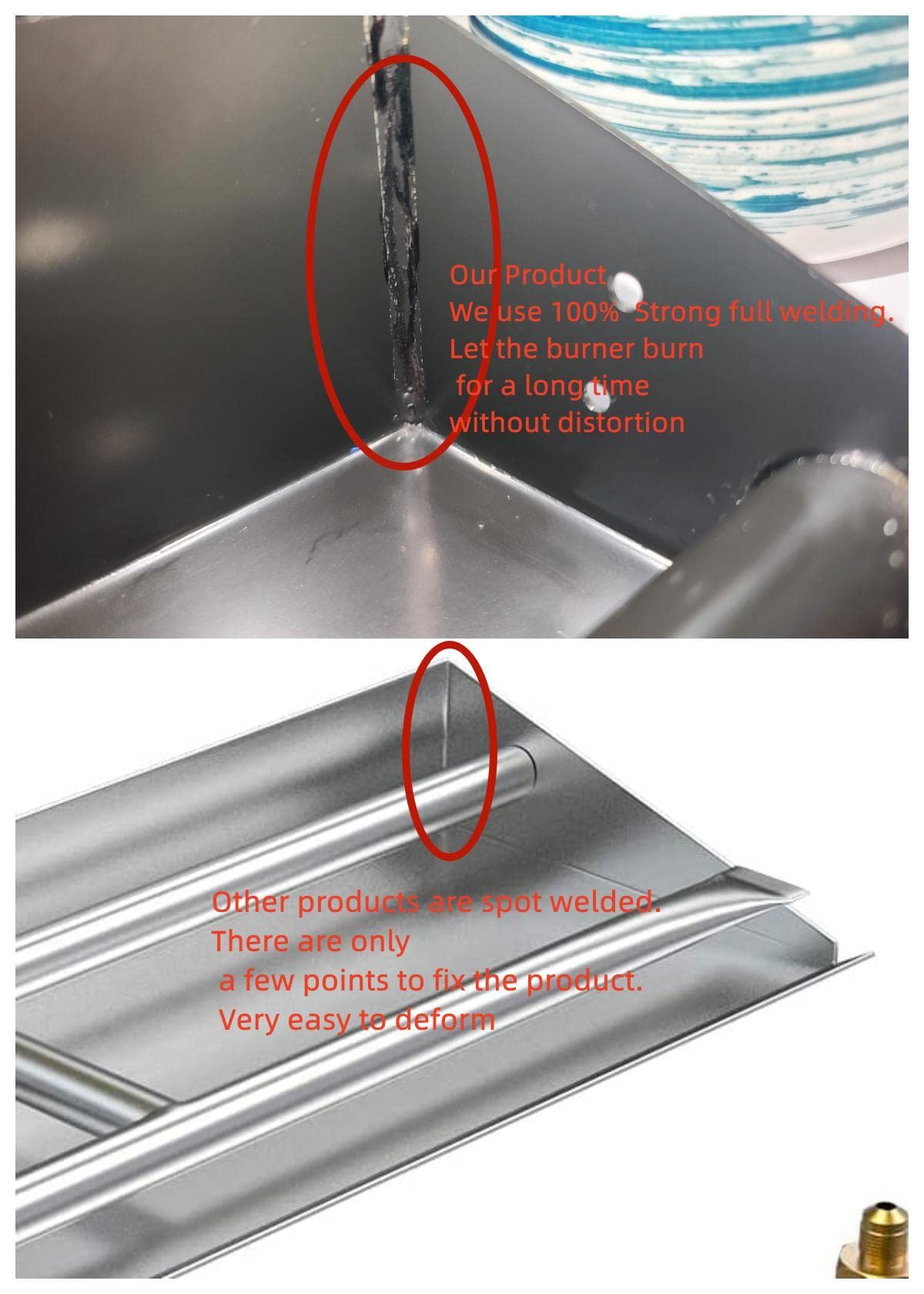 Americangaslos 18''-24'' Burner Pan For Gas Fireplace Gas Fireplace Burner Gas Fire Pits Gas Logs Propane Burner (18 Inch Two Pi