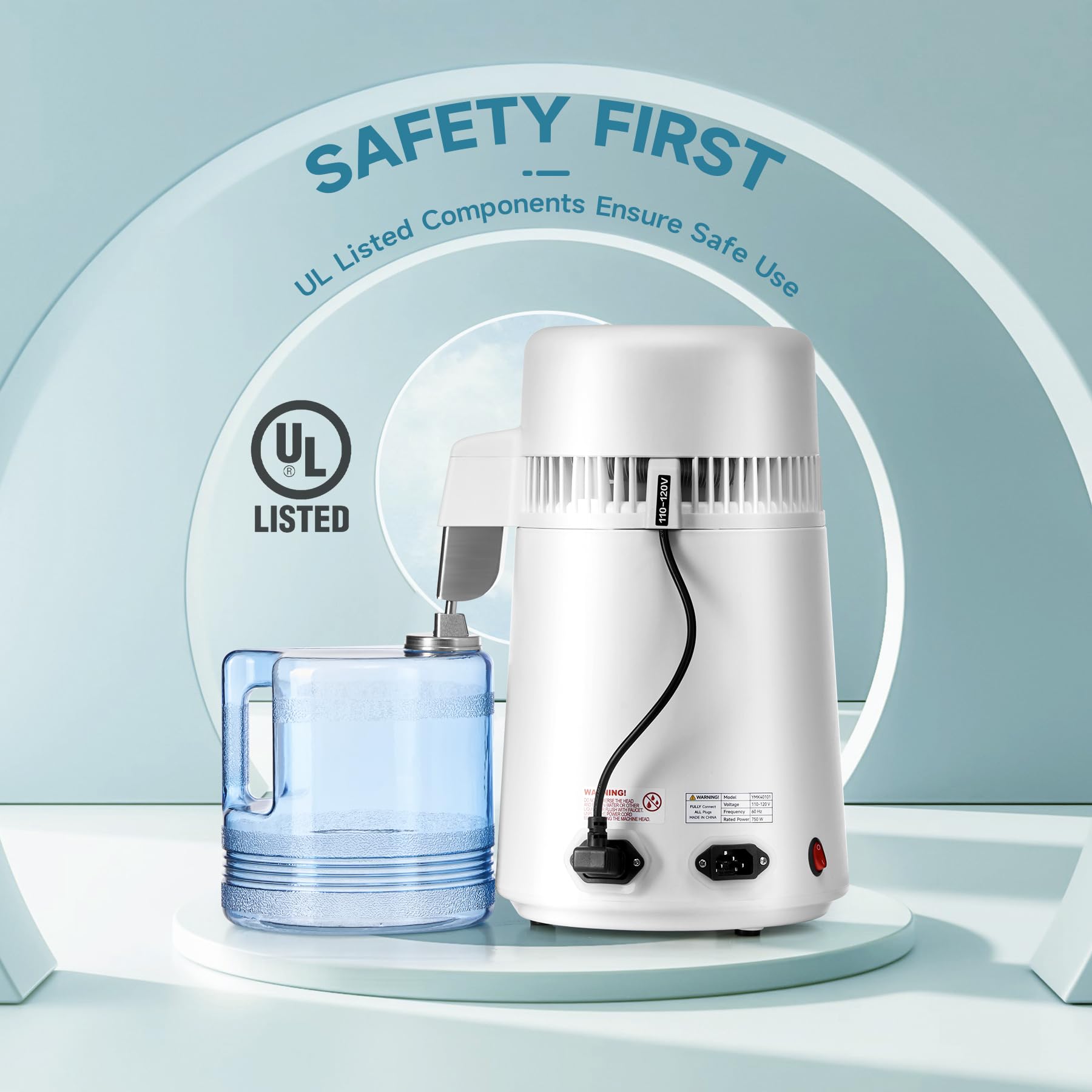 Co-Z Distilled Water Maker, 1 Gallon Water Distiller, 4L Home Countertop Water Distiller Machine, Table Desktop Water Distill Di