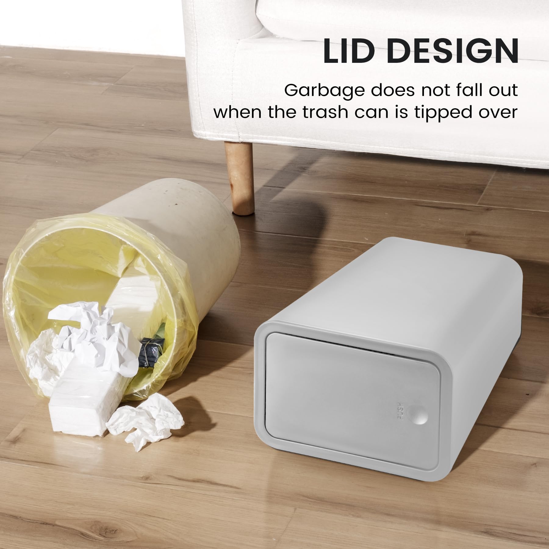 Cesun 2 Pack Bathroom Trash Can With Lid, 4.0 Gallon / 15 Liter Small Garbage Can With Press Top Lid, Plastic Wastebasket With P