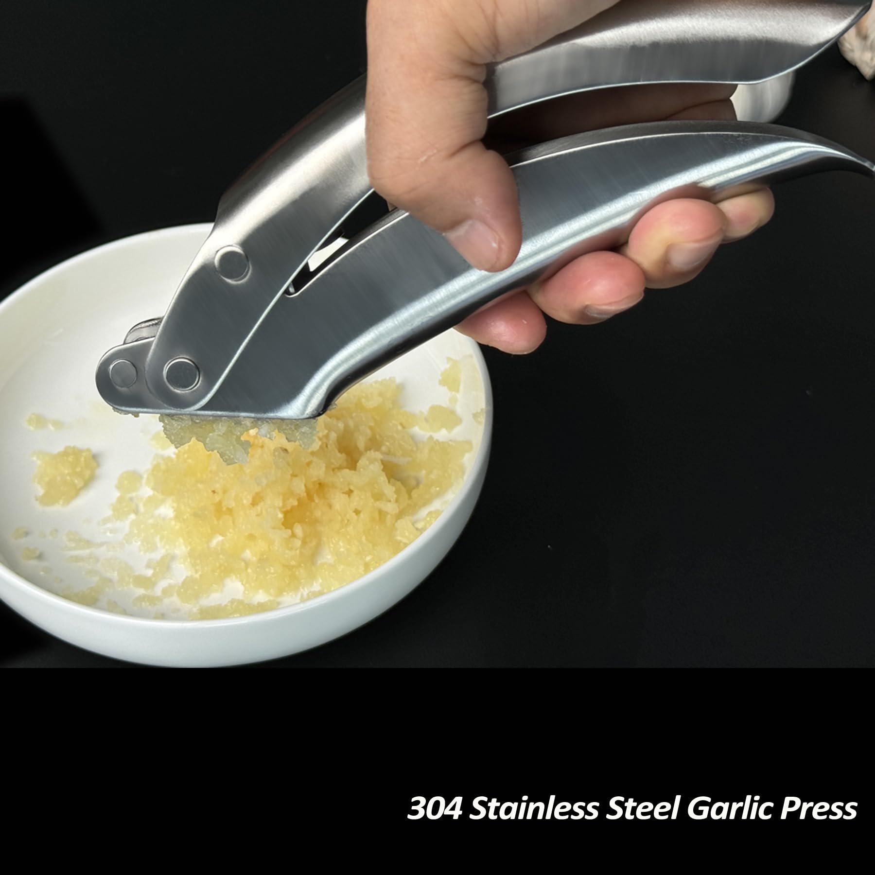 Vovoly Premium Garlic Press Stainless Steel, No Need To Peel Garlic Presser, Heavy Duty Professional Grade Double Lever-Assisted
