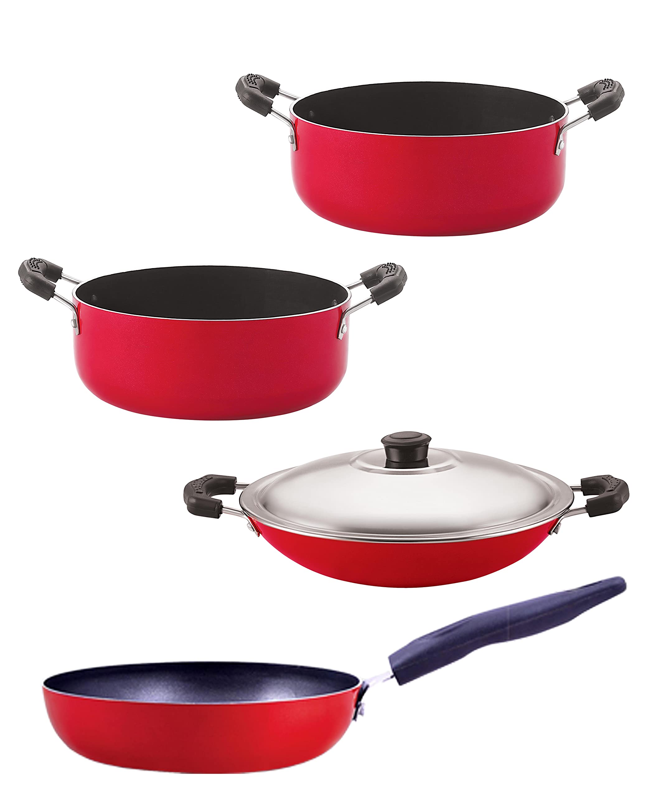 Nirlon Kitchen Accessories For Home Cooking Non Stick Pots And Pan Set Of 4Pieces (Ac_Cvg_Cs20_Cs24)