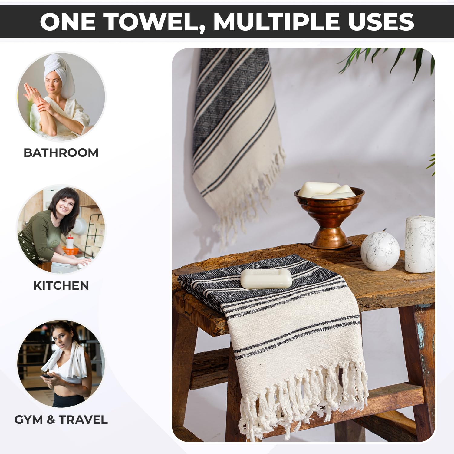 DEMMEX (Set of 2) Certified 100% Organic Turkish Cotton Prewashed Decorative Bathroom Peshtemal Towel for Hand  Face  Hair  Gym  Yoga  Tea  Discloth  Kitchen  Bath  18x36 Inches (Mustard)