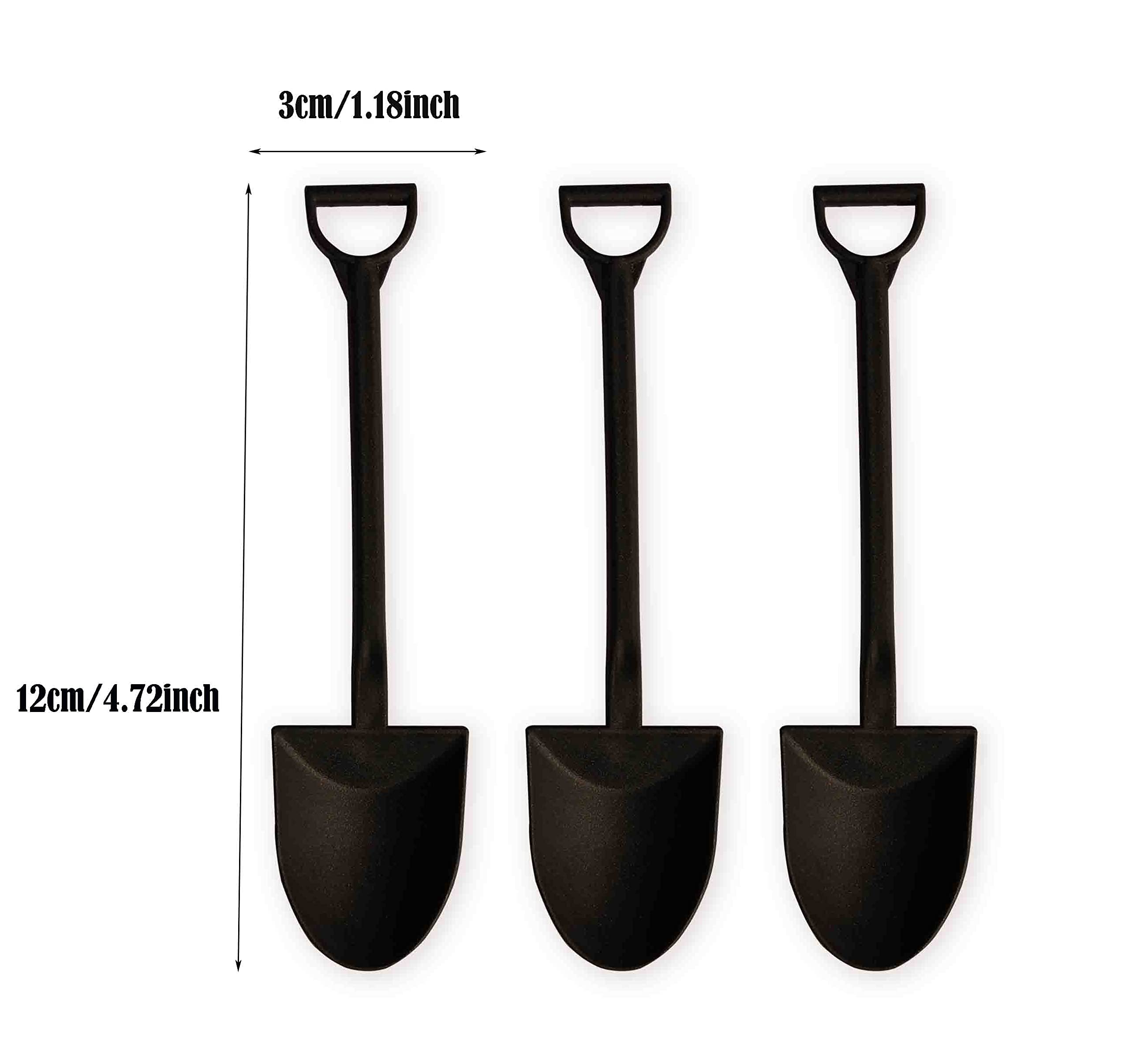 Qwloog Magzipo Mini Shovel Shape Spoons,Disposable Plastic Dessert Spoon,Black(60)