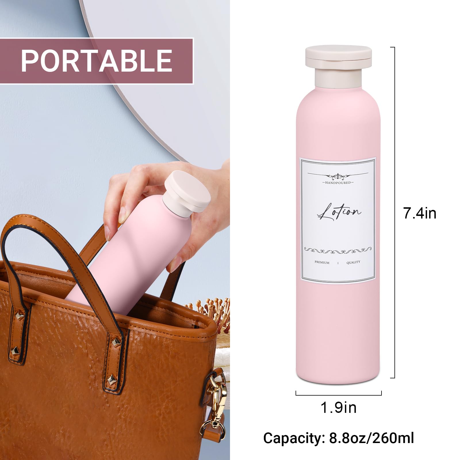 Umetass 8.8Oz Travel Essentials Shampoo Bottles For Toiletries,Empty Plastic Squeeze Bottles With Flip Cap For Toiletries Travel