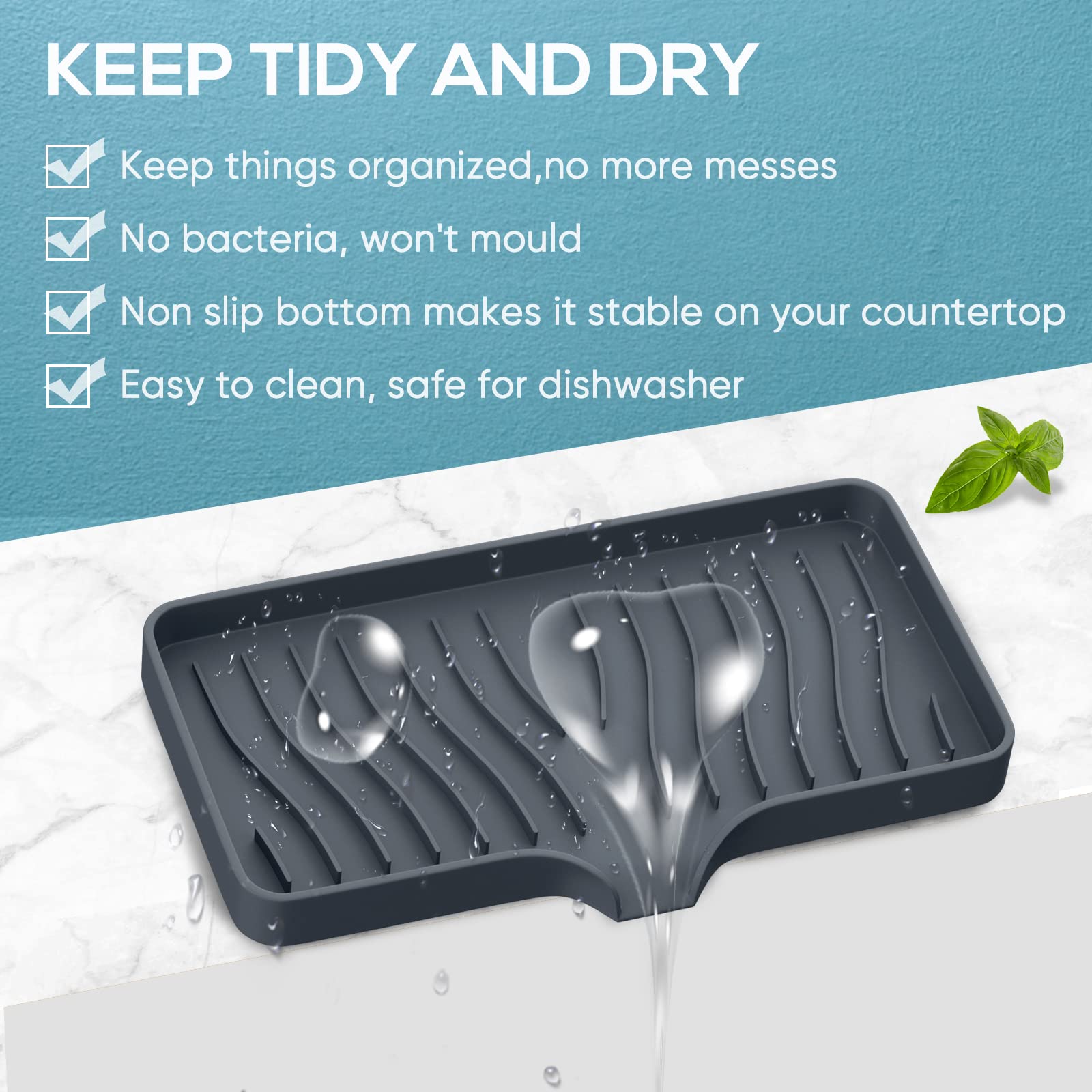 Kitchen Sink Tray,Self Draining Kitchen Soap Tray Soap Holder Silicone Sponge Holder For Kitchen Sink,Kitchen Bathroom Sink Cadd