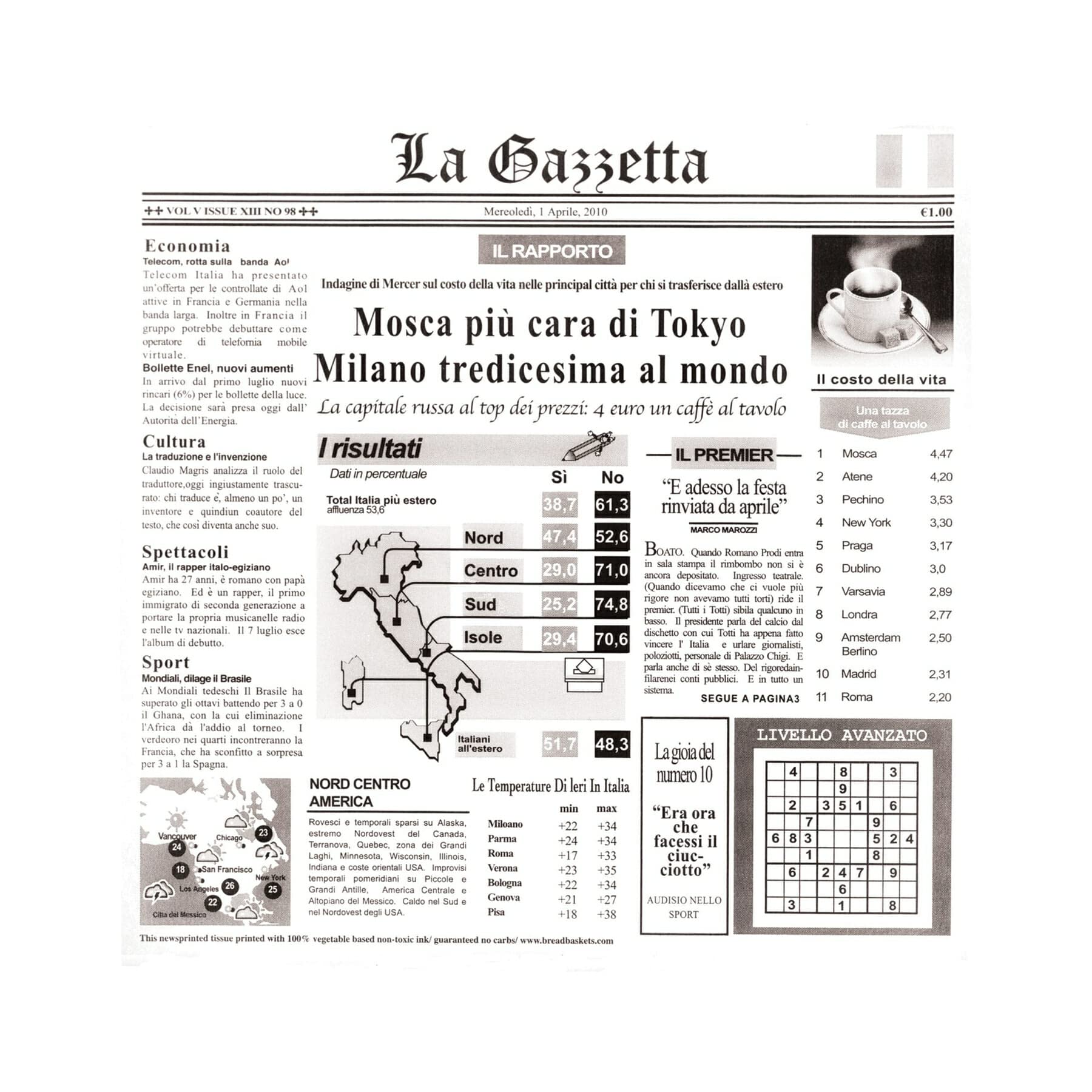 G.E.T. 4-TI1808 12 x 12 White Food-Safe Italian Newsprint Liner (Pack of 1000)