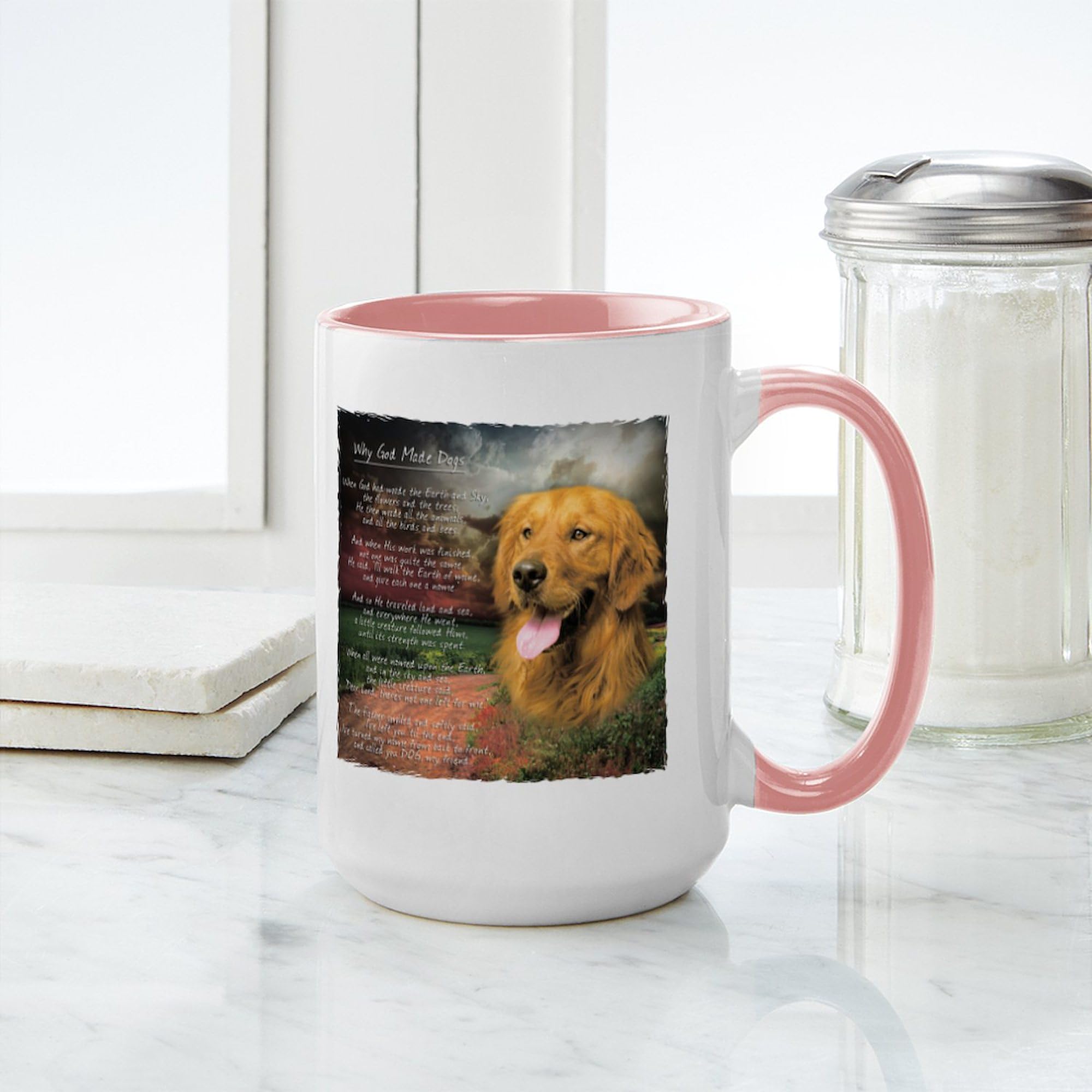 CafePress Why God Made Dogs Golden Retriever Large Mug 15 oz (444 ml) Ceramic Coffee Mug