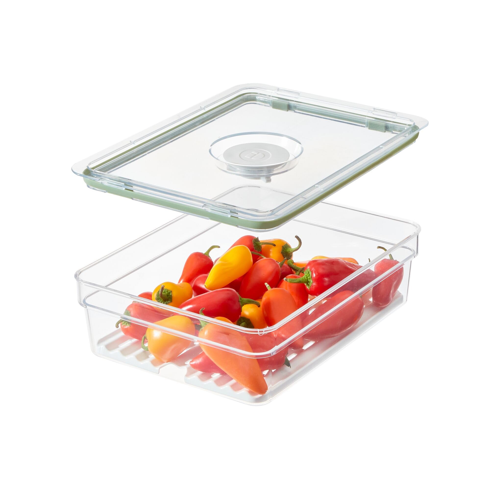 iDesign Large Fridge Produce Bin, Clear/White