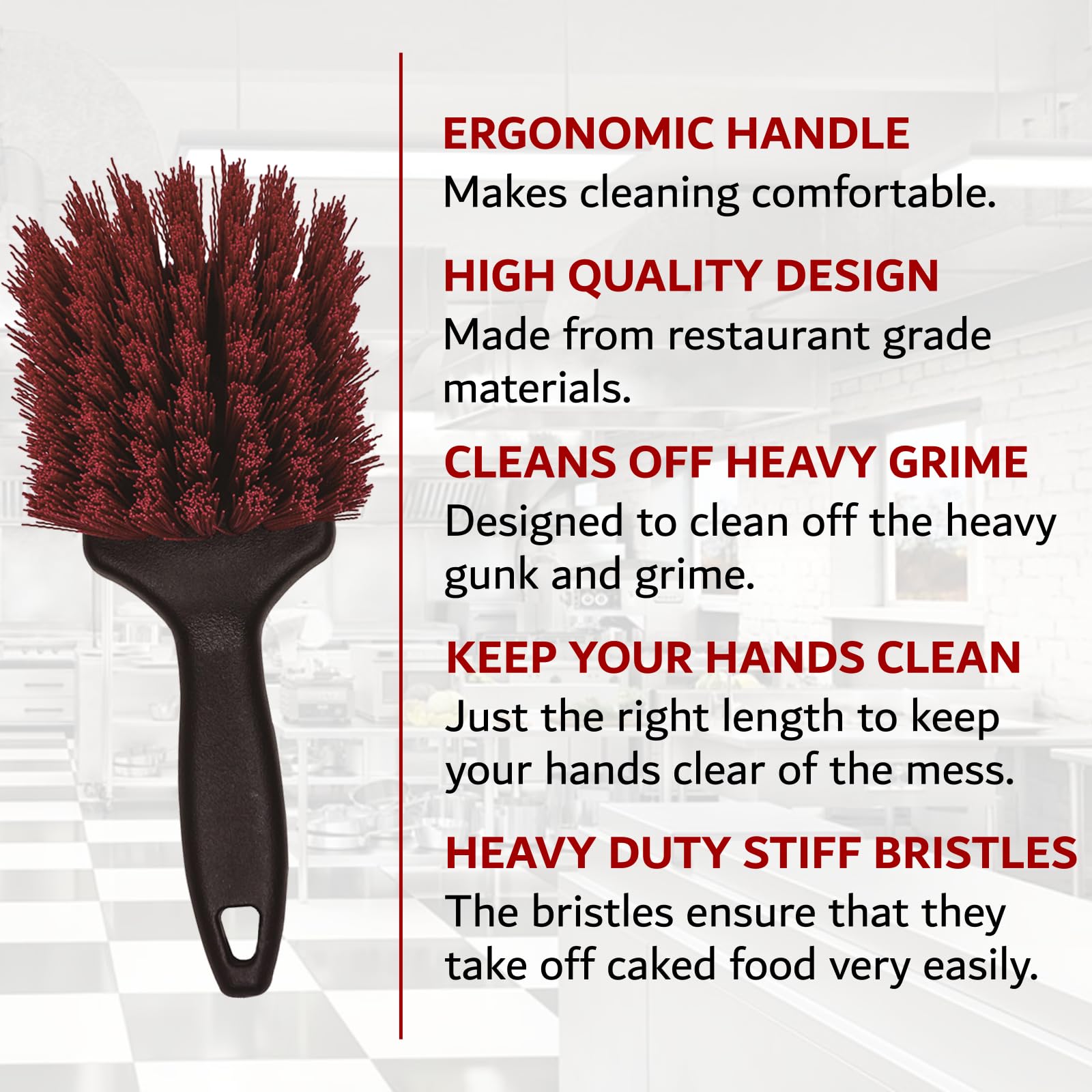 8'' Small Pot Dish Cleaning Brush, Heavy Duty Kitchen Scrubber Cleaning Brush, Stiff Bristles For Pots, Pans, Sink, Stoves, Dish