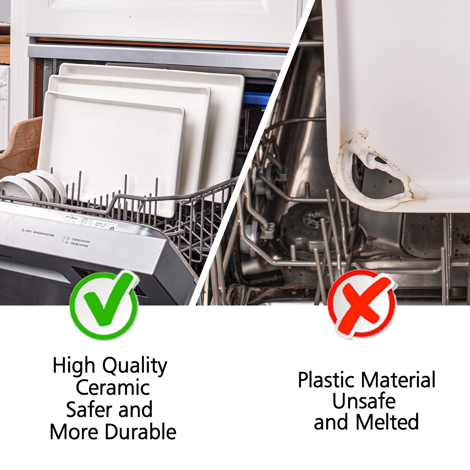 Delling Large Serving Platter, 16/14/12 Inch Serving Plates, White Rectangular Porcelain Platters For Serving Food, Serving Tray