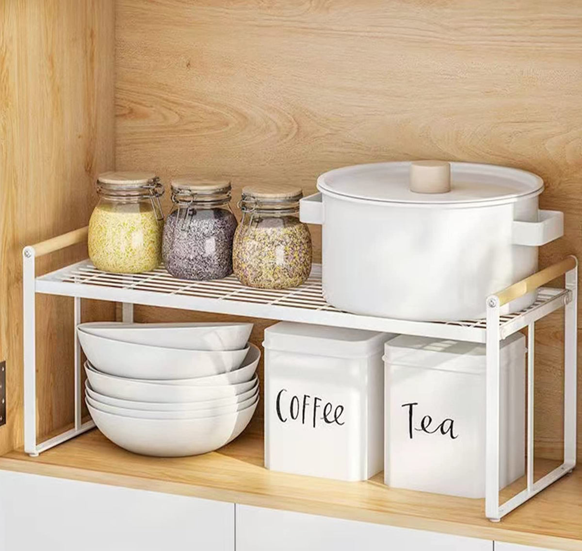 Gencuoir Stackable Wide Countertop Organizer, 13''  8.3''  7.9''Kitchen Bottle Racks Organization And Storage, Spices Rack For C