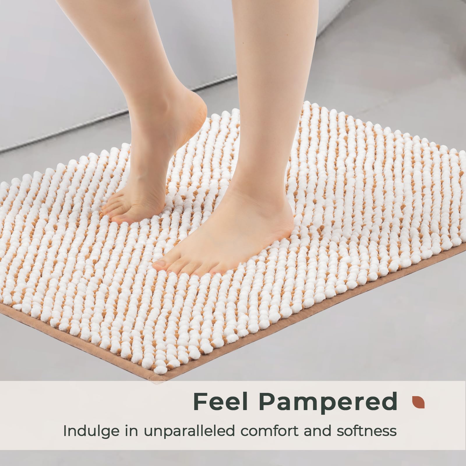 Freshmint Chenille Bathroom Rugs Sets 2 Piece 17''X24''+20''X47'', Non-Slip Bath Mats For Bathroom Absorbent Bath Rug Washable S