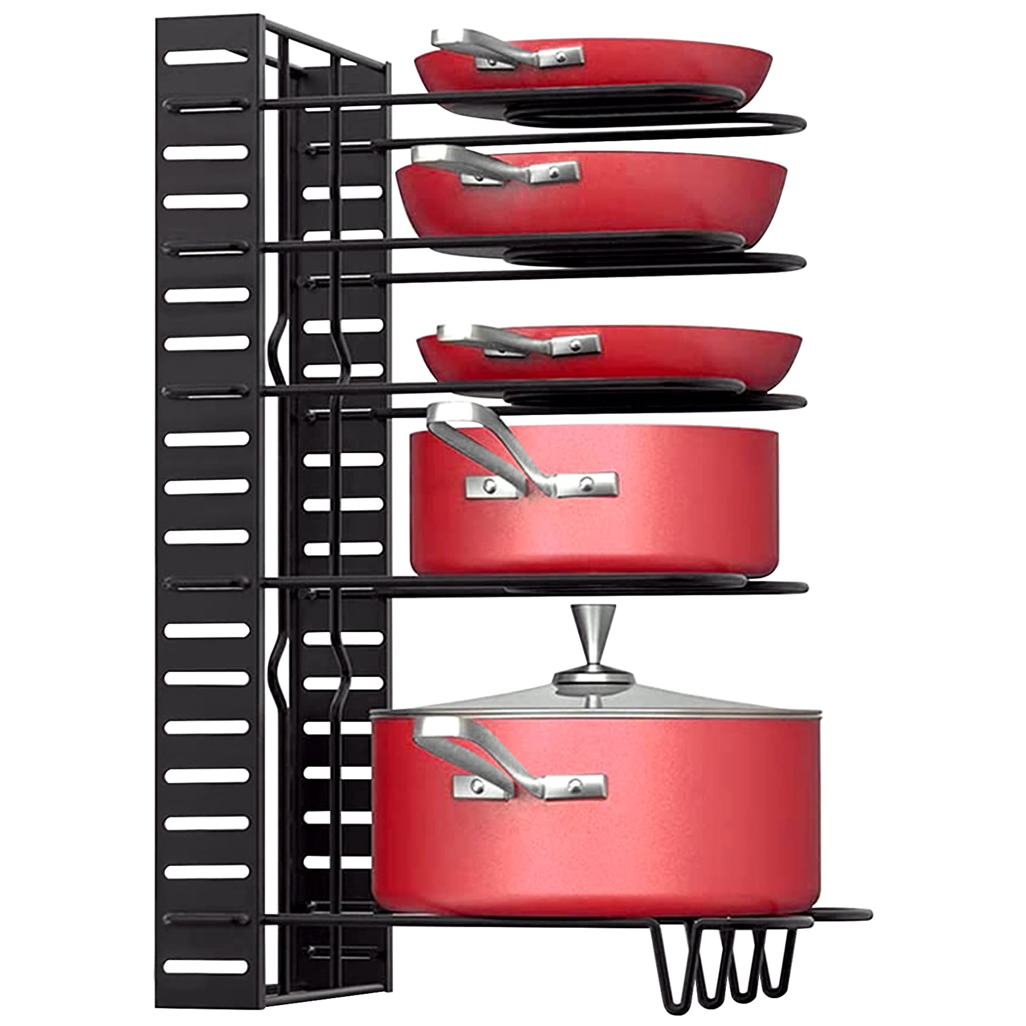Axmon Pan And Pot Rack Organizer For Kitchen | 5 Tier Adjustable Compartments Kitchen | Tawa Rack Holder Stand Plate Dish Lid Tr