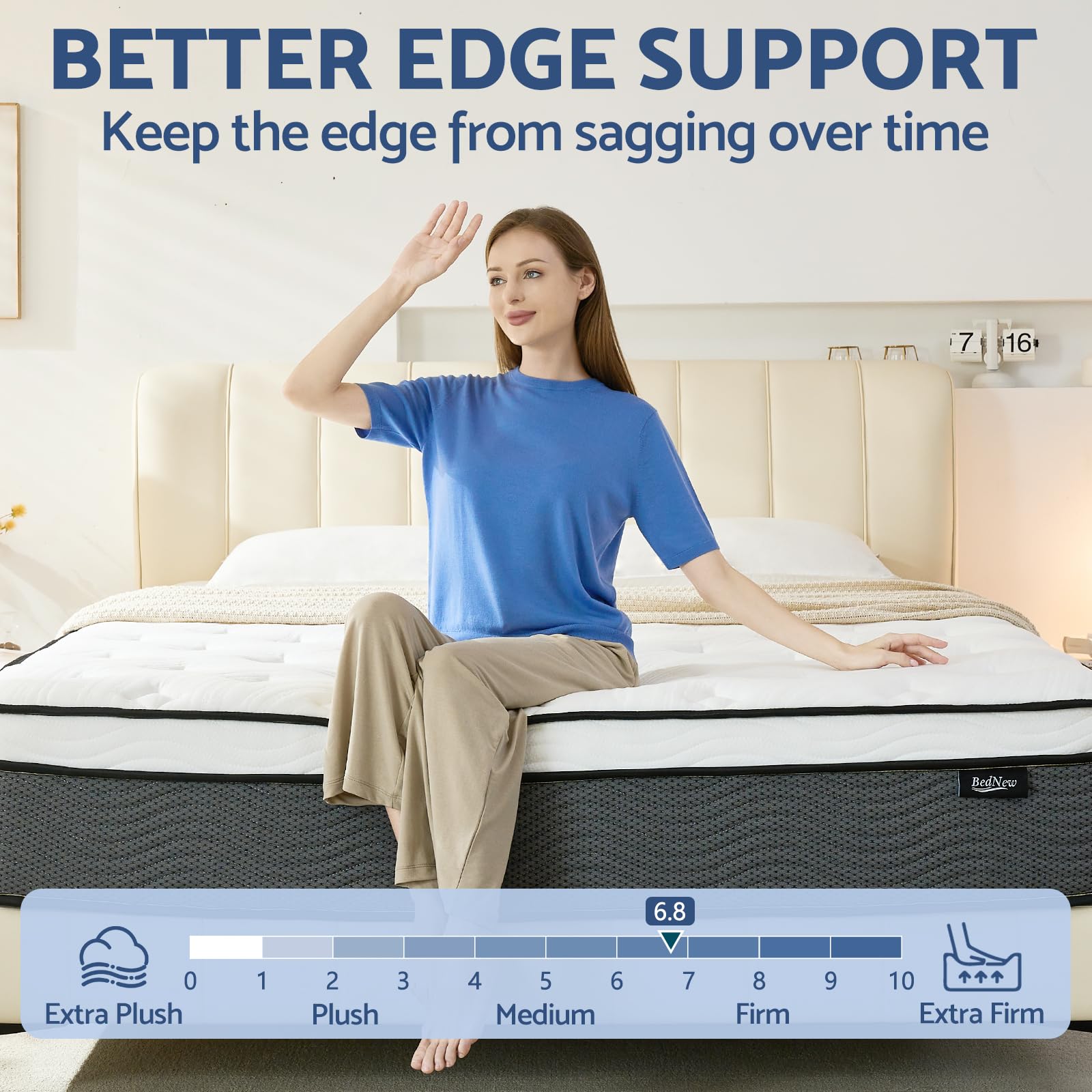 King Mattress, 14 Inch King Size Mattress In A Box, Hybrid Mattress For Pressure Relief, Pocket Springs Mattress, Firm