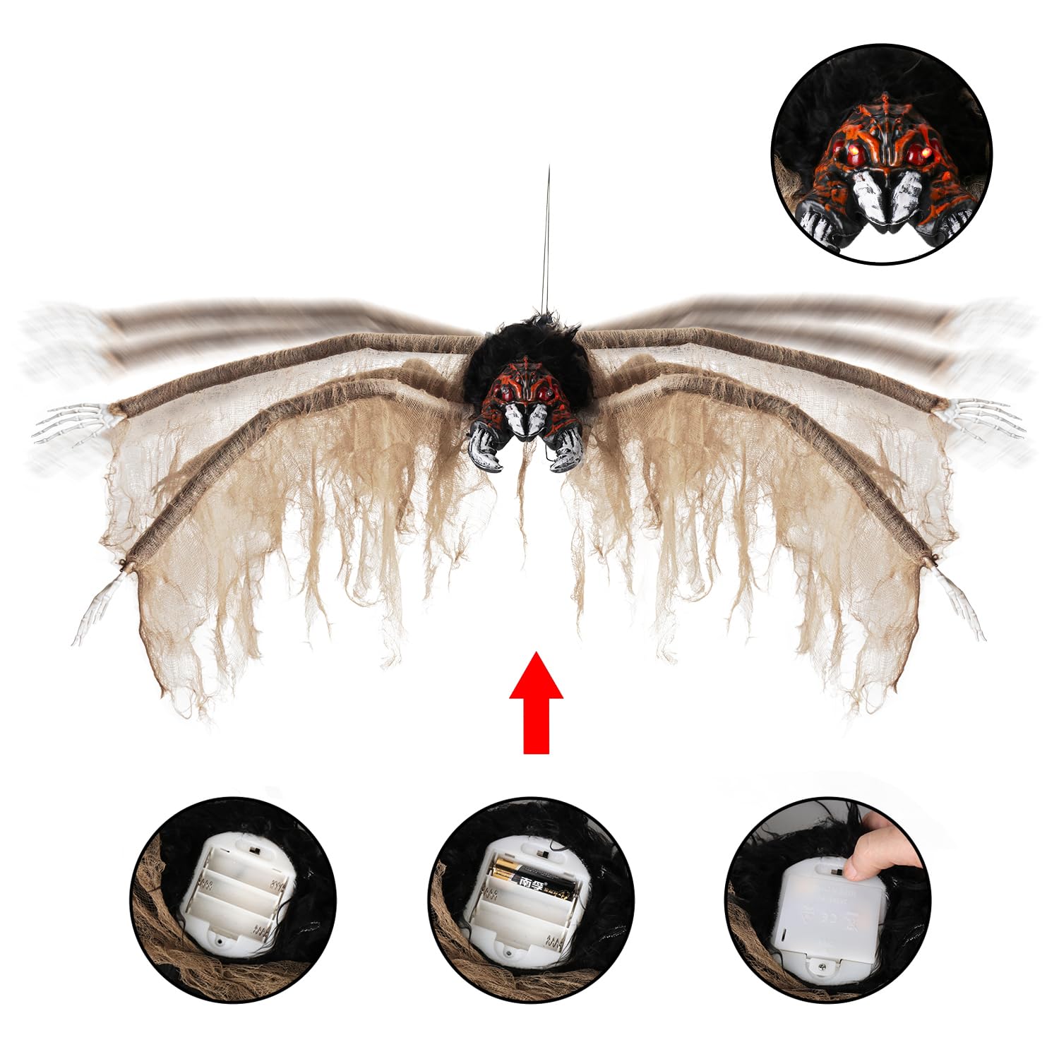 Giant Animatronics Spider Halloween Decorations Clearance Outdoor Indoor,41 Scary Large Hanging Spider Decor Props,with Sound Ac