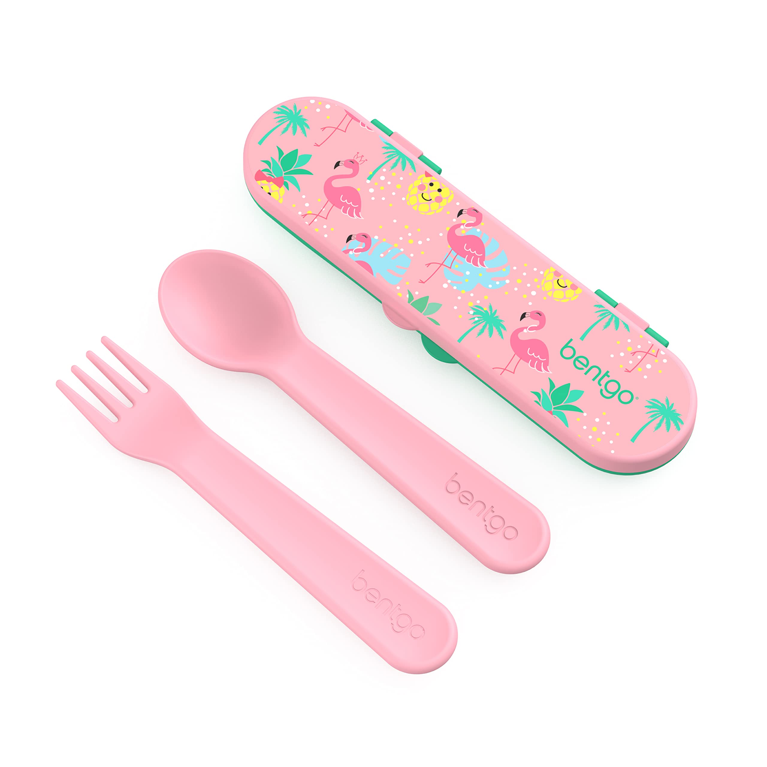 Bentgo Kids Utensil Set - Reusable Plastic Fork, Spoon & Storage Case - BPA-Free Materials, Easy-Grip Handles, Dishwasher Safe -