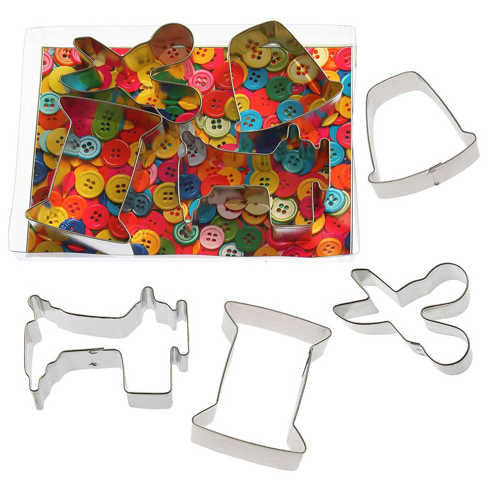Sewing Mends, The Soul Cookie Cutter 4 Pc Set - Sewing Machine, Spool Of Thread, Scissors, Thimble Cookie Cutters Hand Made In T