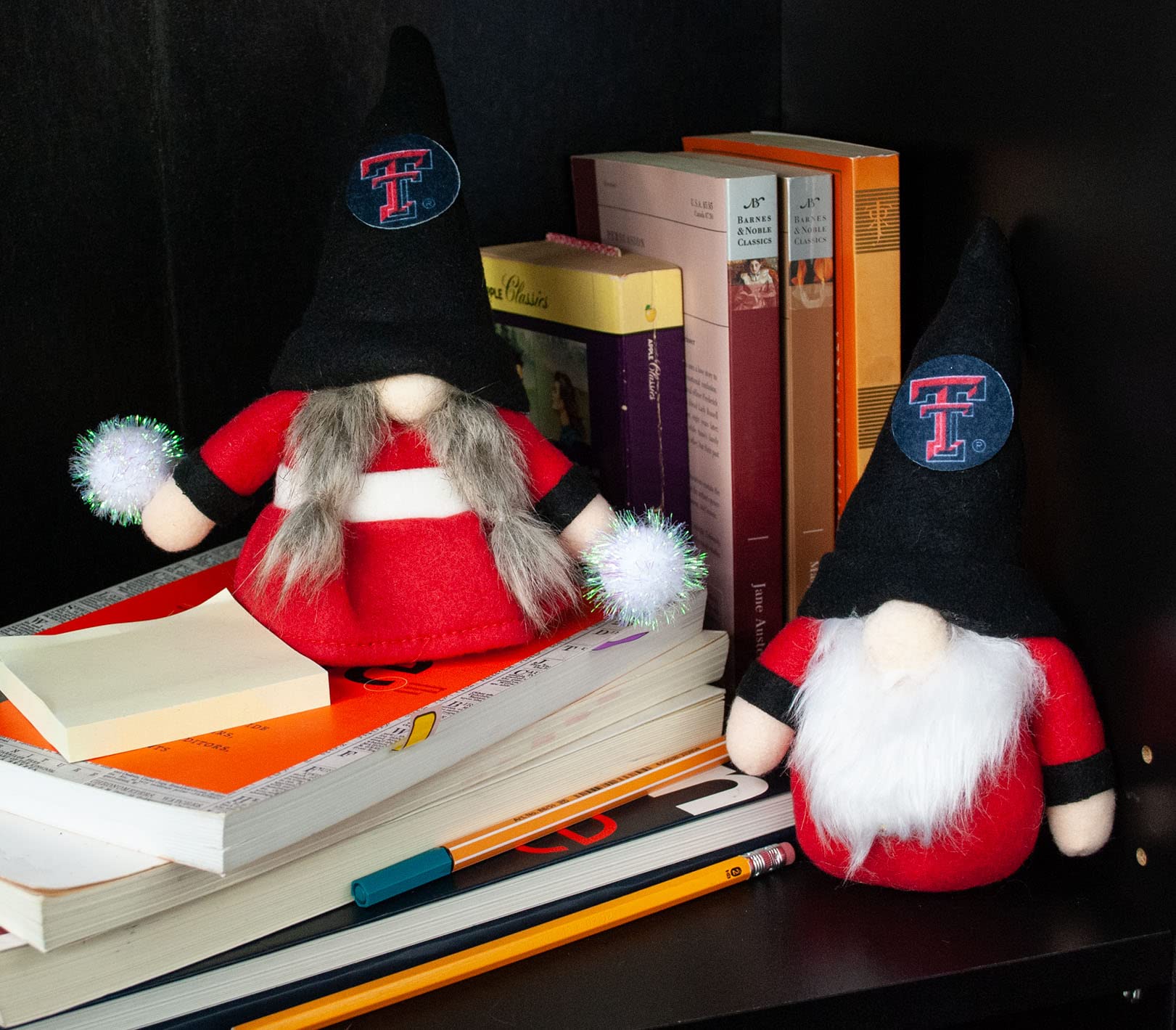 Texas Tech Raiders Set of 2 Plush Gnome Christmas Tree Ornaments by Hannas Handiworks - Fan/Cheerleader Holiday/Dorm Decoration